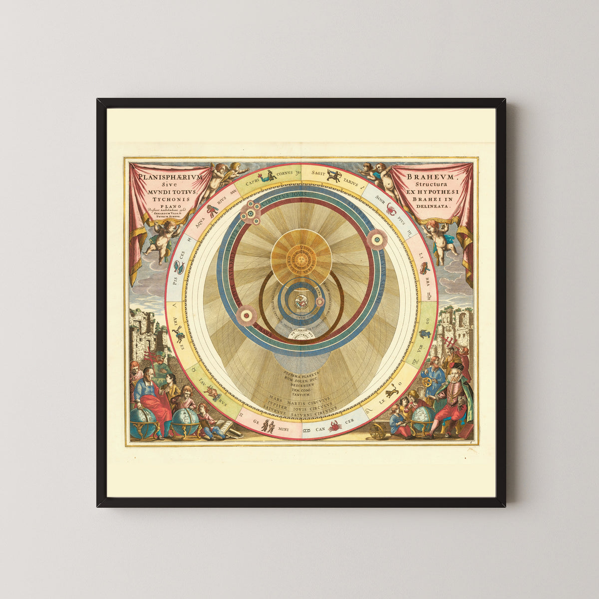 Andreas Cellarius — The Tychonic Planisphere (Plate 6, Rose Colouring) | Celestial Map Print