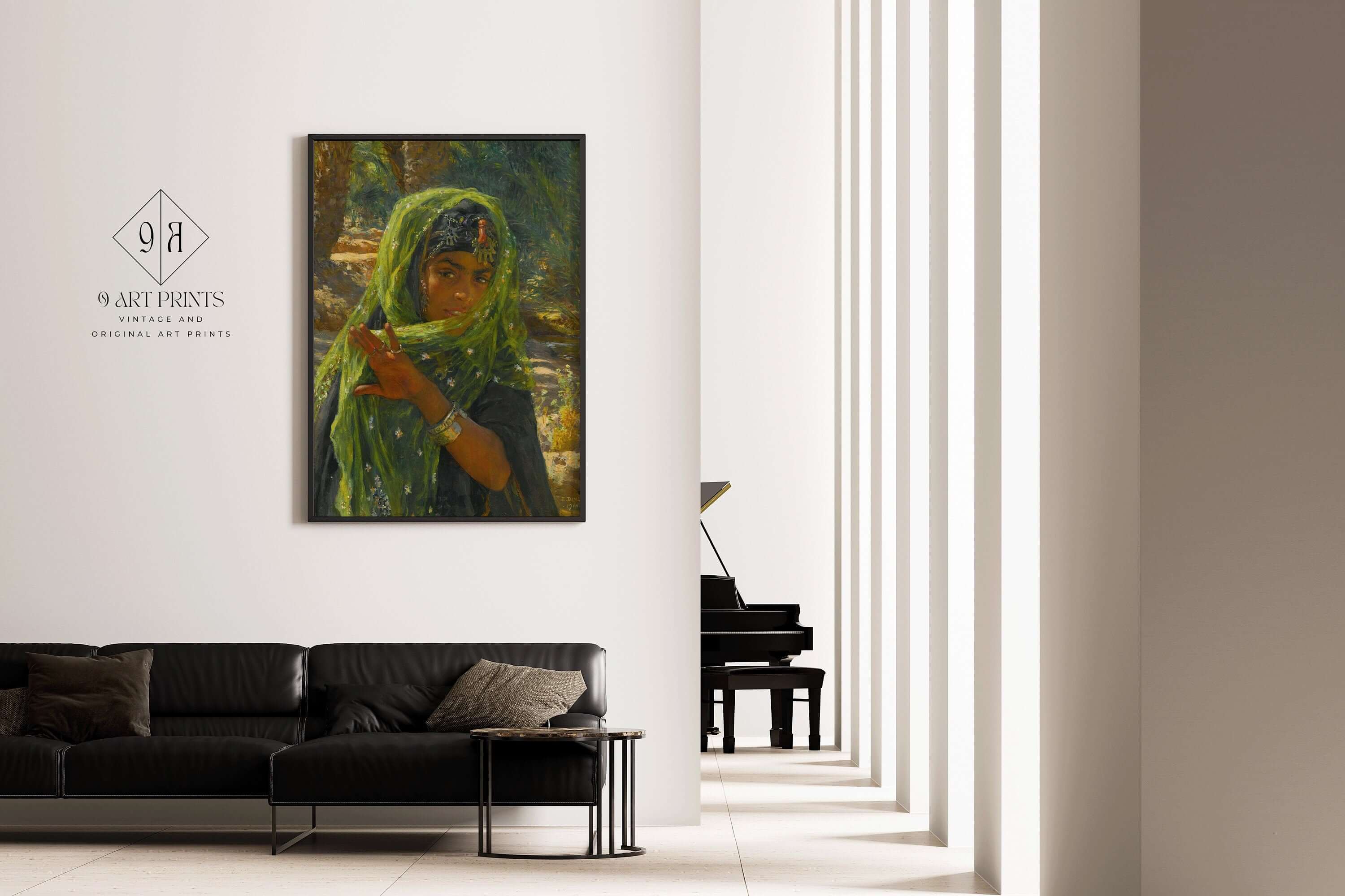 Dinet - The Girl in the Green Scarf | Famous Orientalist Art (available framed or unframed) - 9ArtPrints