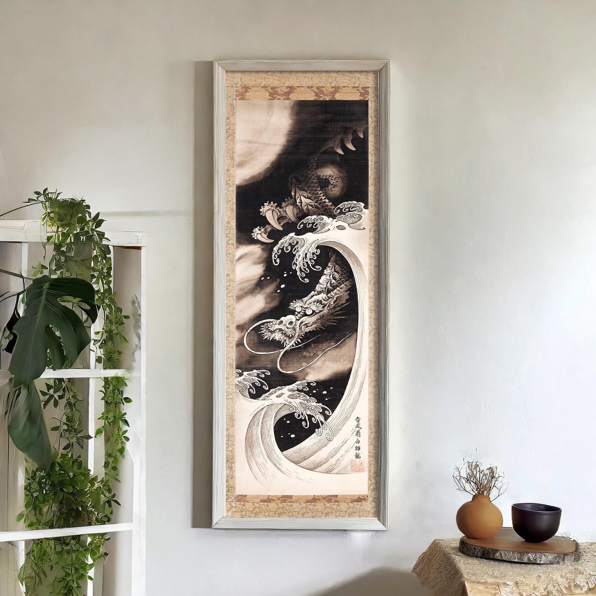 Dragon - Soga Sohaku | PREMIUM GICLÉE PRINT | A Stunning Vintage Japanese Super Tall Artwork (available framed or unframed) 3x1 - 9ArtPrints