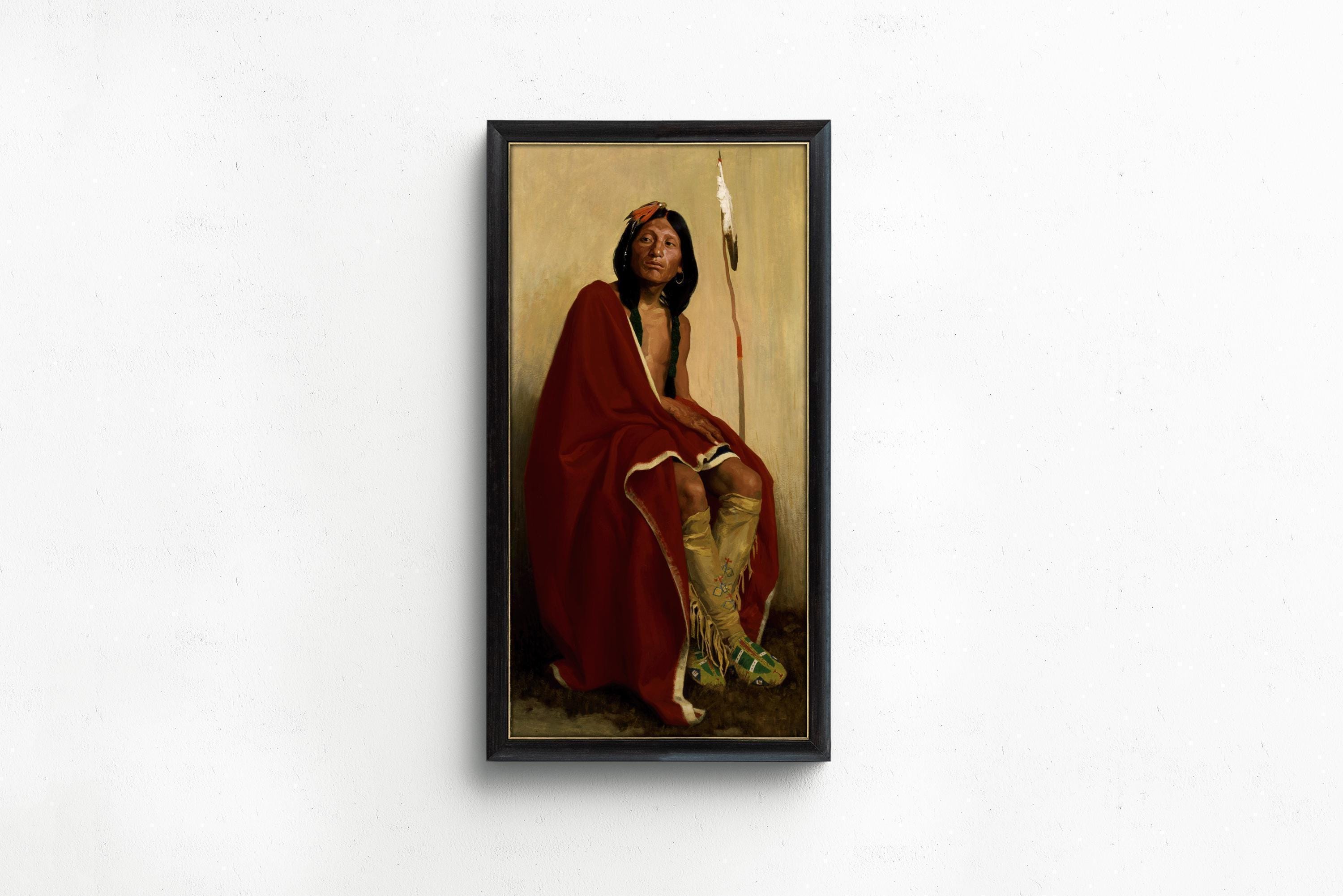 Eanger Irving Couse - Elk - Foot of the Taos Tribe | Vintage Native American Portrait Vertical Art (available handframed or unframed) 2x1 - 9ArtPrints