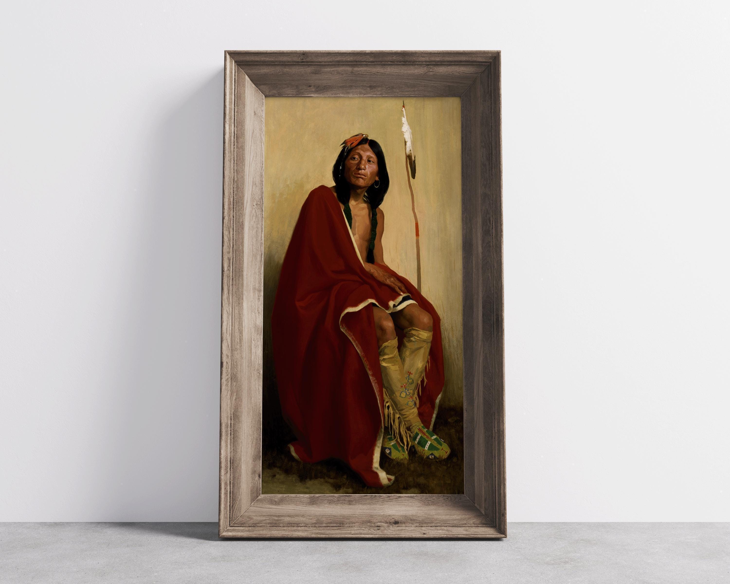 Eanger Irving Couse - Elk - Foot of the Taos Tribe | Vintage Native American Portrait Vertical Art (available handframed or unframed) 2x1 - 9ArtPrints