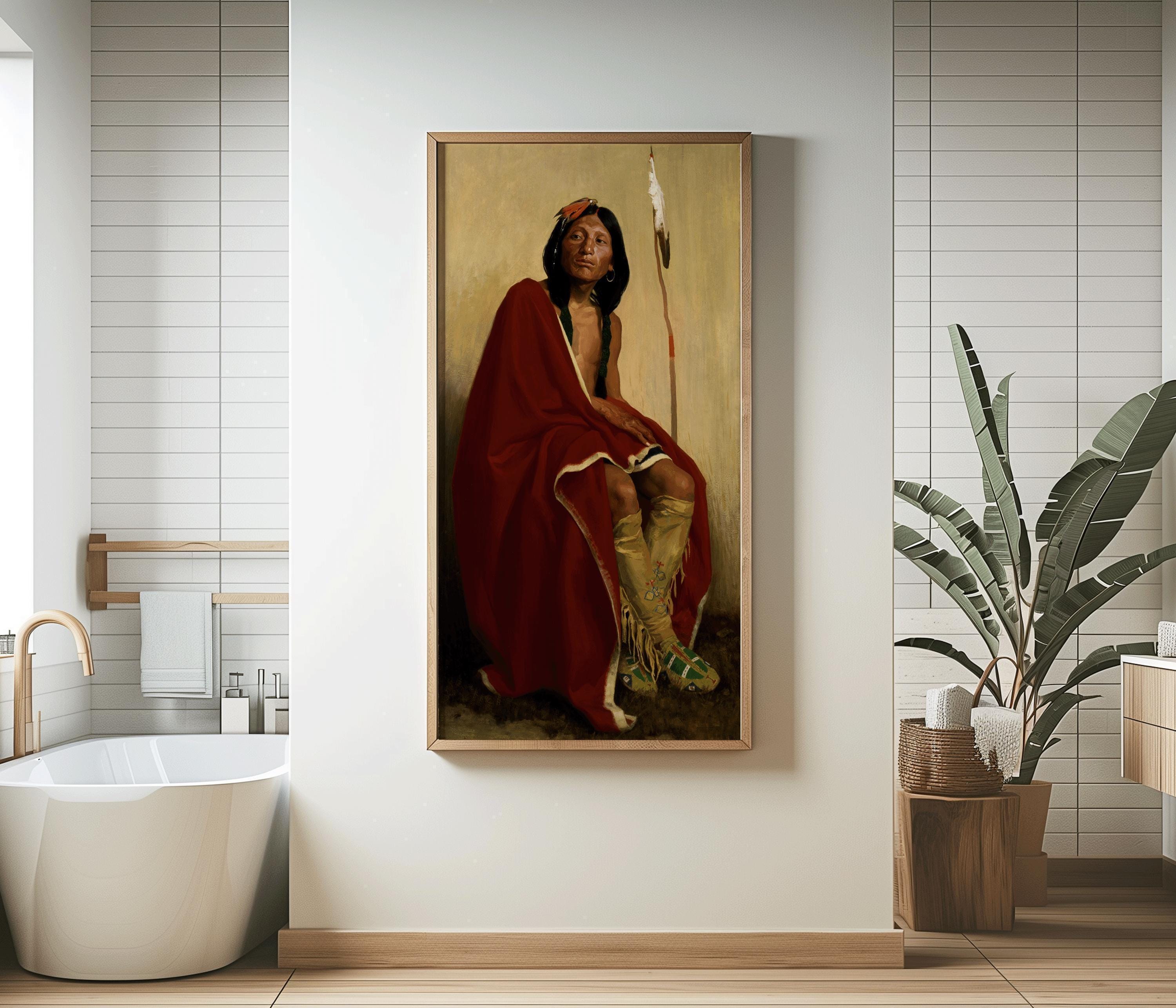 Eanger Irving Couse - Elk - Foot of the Taos Tribe | Vintage Native American Portrait Vertical Art (available handframed or unframed) 2x1 - 9ArtPrints