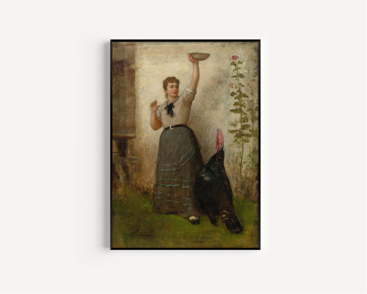 Eastman Johnson — Feeding the Turkey | Thanksgiving Art Print