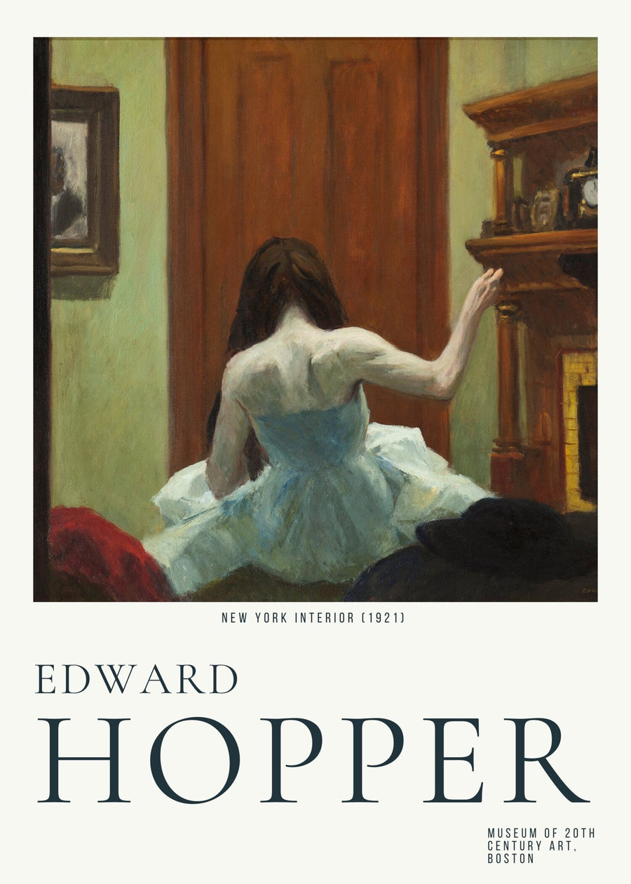 Edward Hopper — New York Interior | Fine Art Print shown to scale on a wall above a sofa