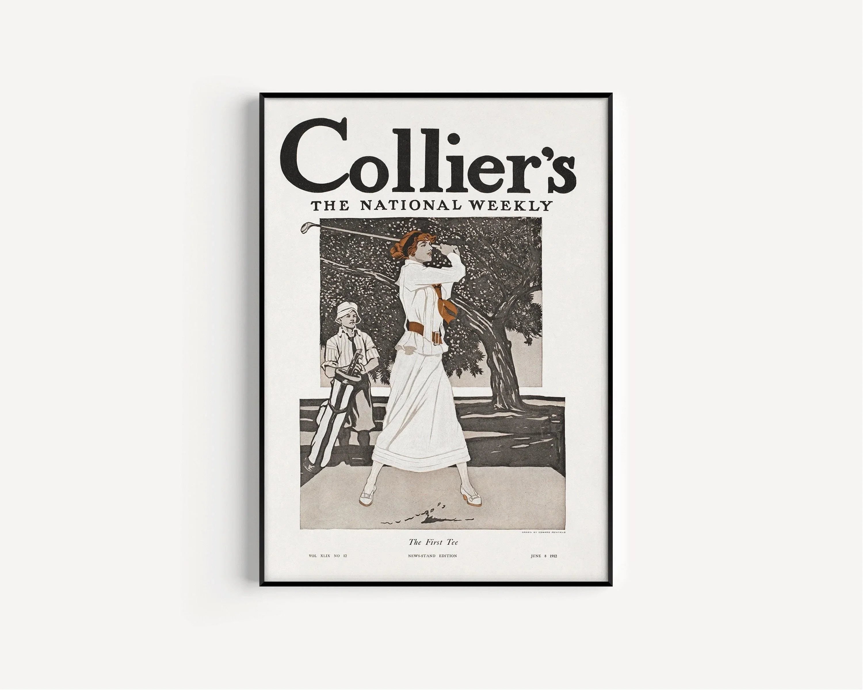 Edward Penfield: Badass Lady Golfer Vintage Magazine Cover Art Print - 9ArtPrints