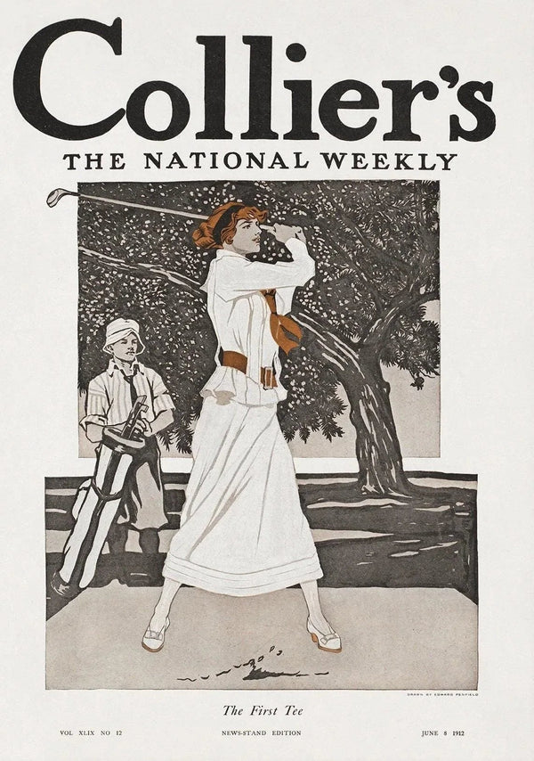 Edward Penfield — Lady Golfer (Collier's, June 1912) | Vintage Magazine Cover