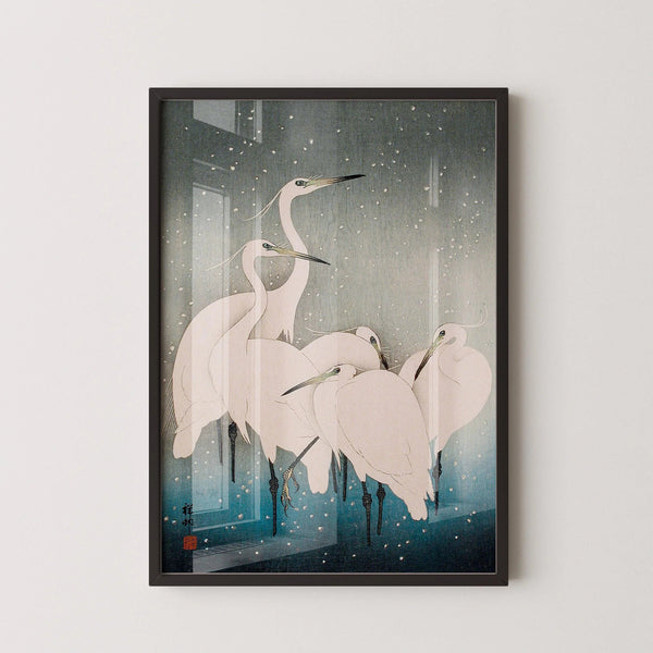 Ohara Koson — Egrets in the Snow | Shin Hanga Print
