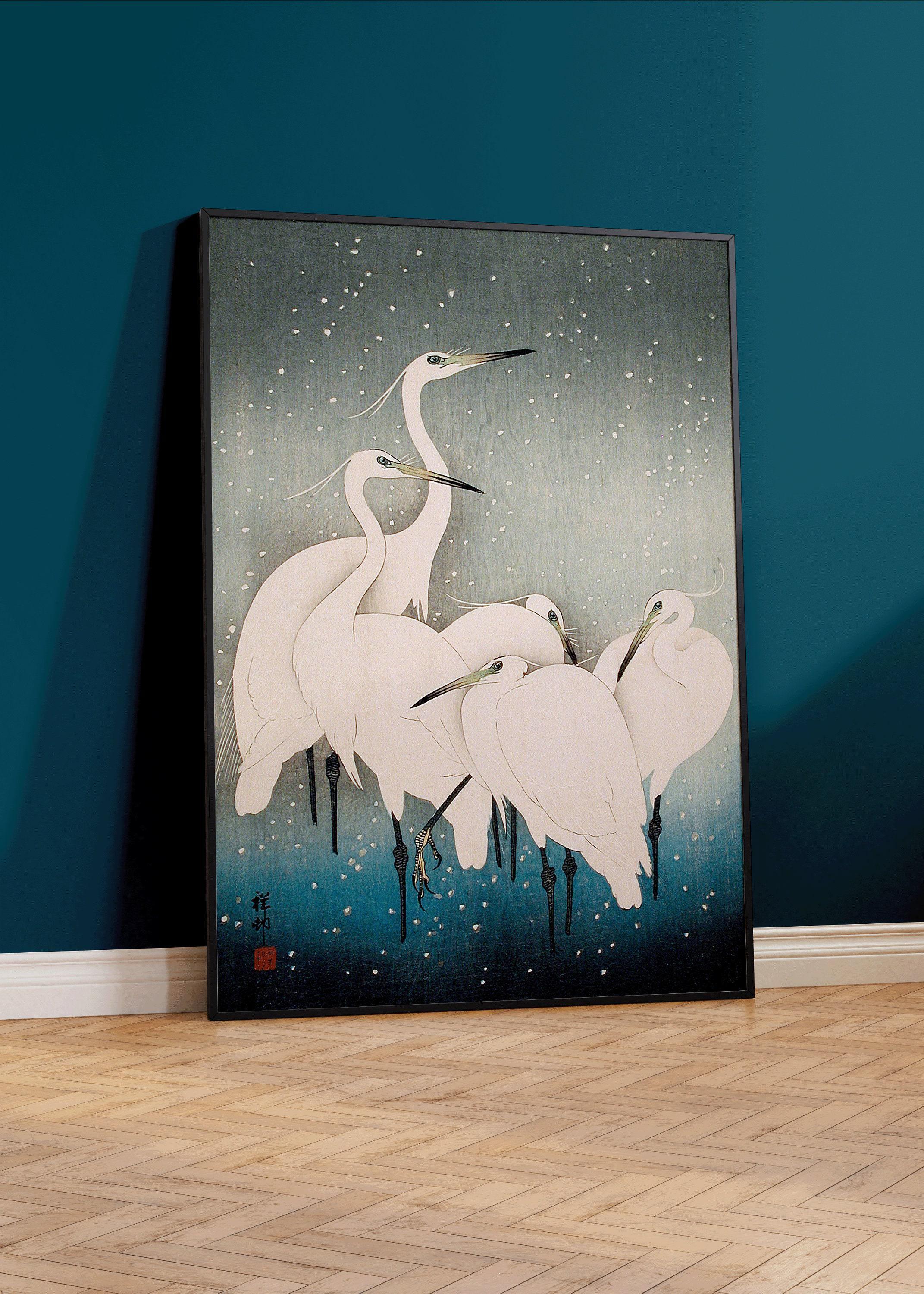 Egrets in Snow Giclee Print: Ohara Koson Japanese Woodblock - 9ArtPrints