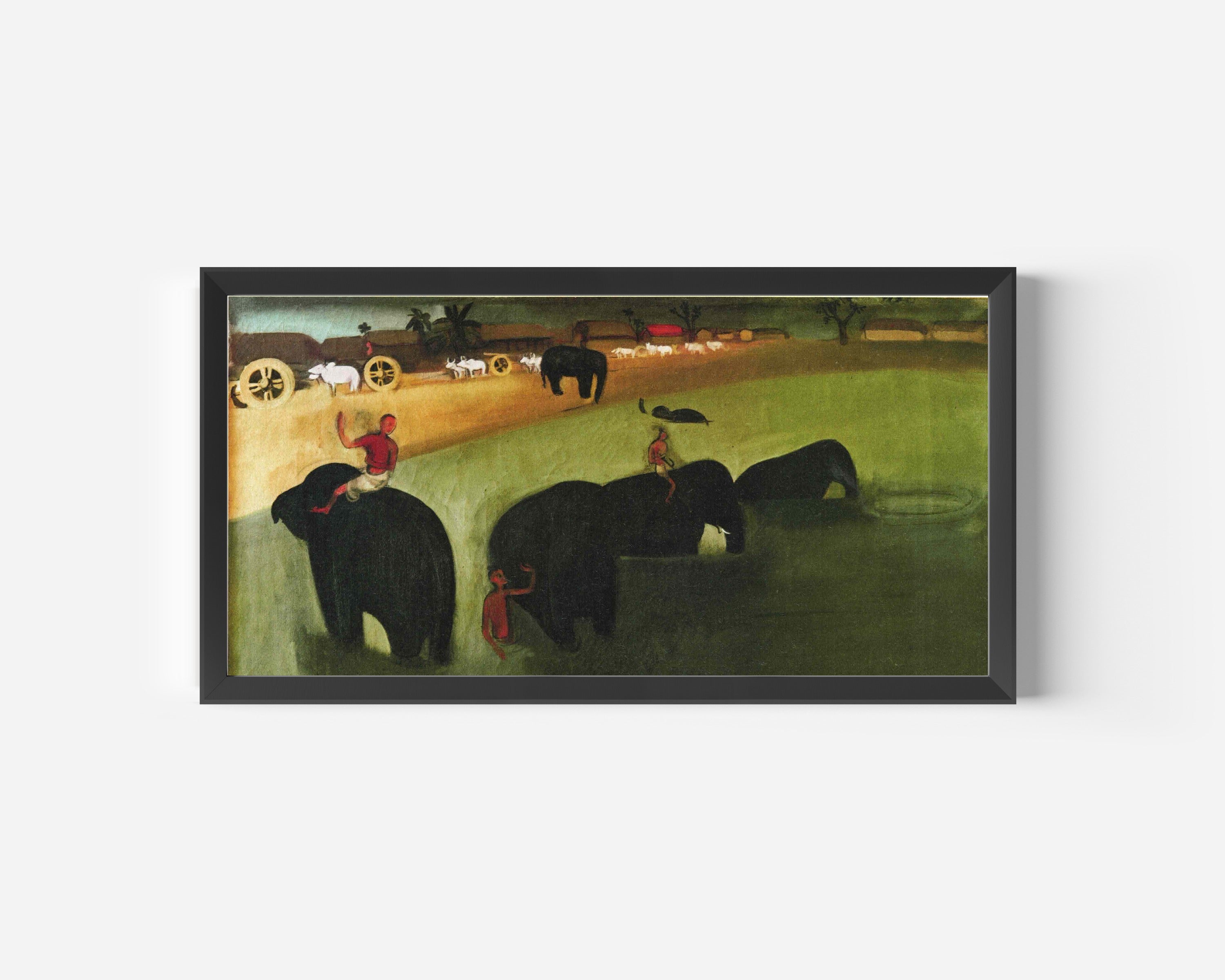 Amrita Sher-Gil — Elephants Bathing in a Green Pool | Fine Art Giclée Print