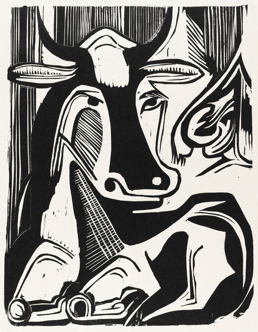 Ernst Ludwig Kirchner — Cow | Fine Art Print shown to scale on a wall above a sofa