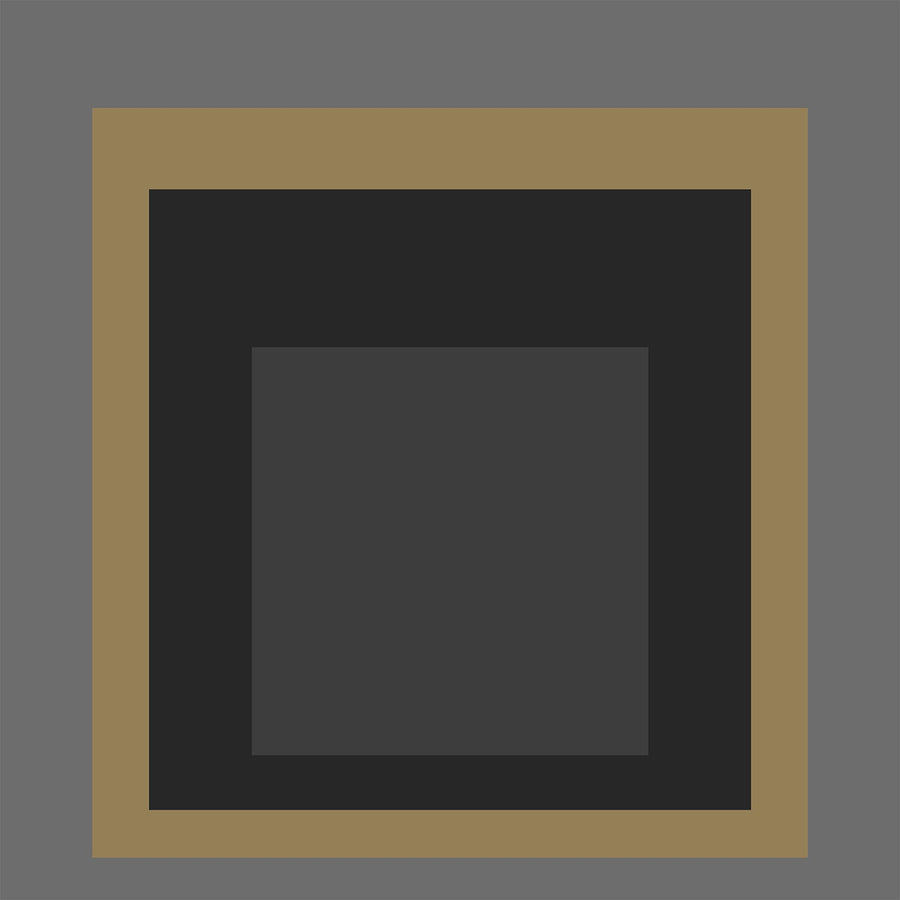 Extraction — Homage to the Square | Mid-Century Modern Art Print shown to scale on a wall above a sofa
