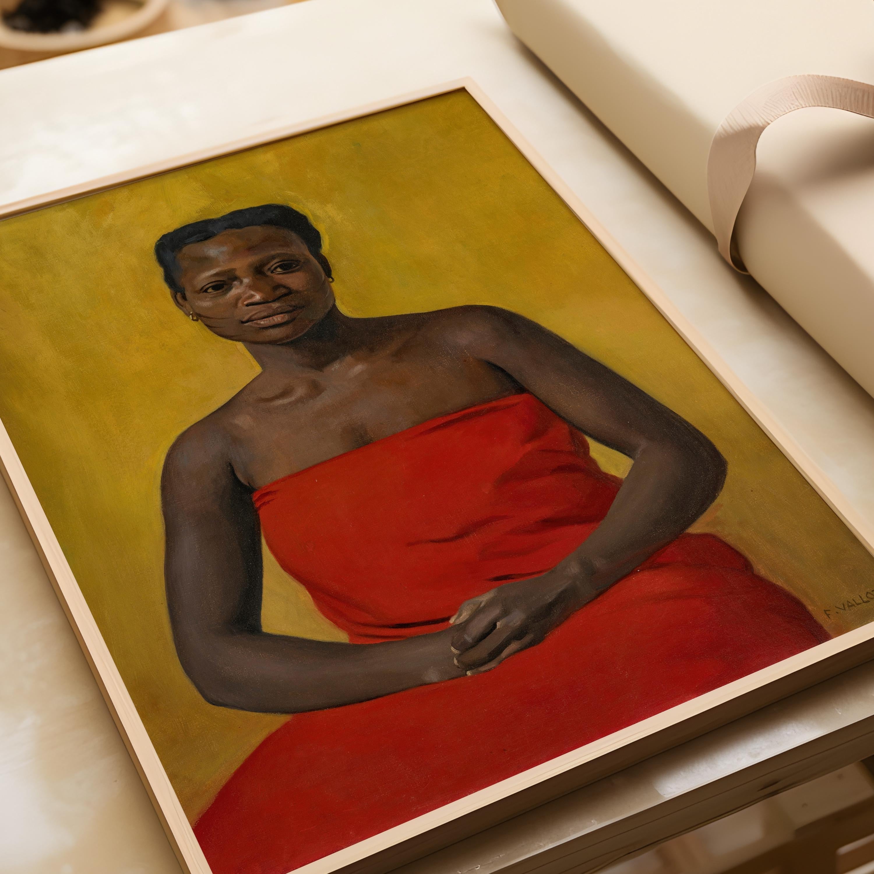 Felix Valloton - Woman in Red | Famous Impressionist Art (available handframed or unframed) - 9ArtPrints