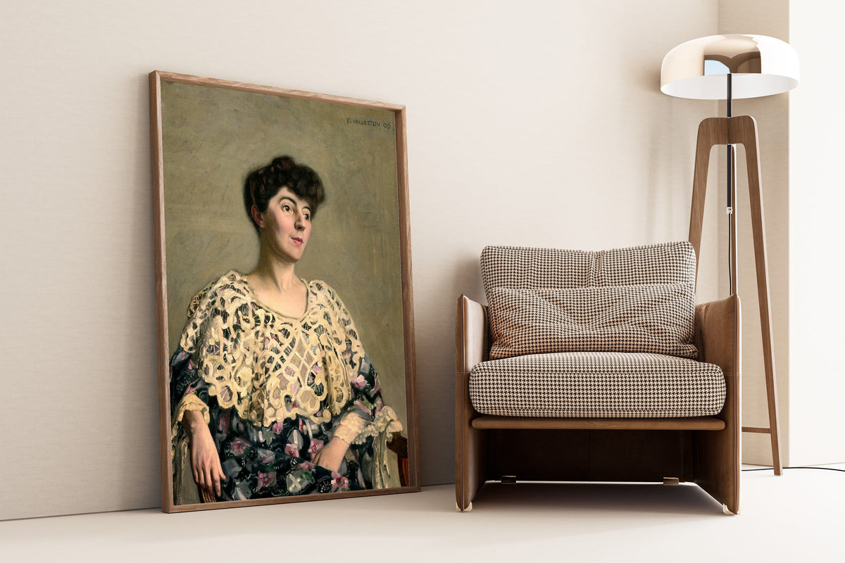 Marthe Mellot (Mme Natanson) by Félix Vallotton — framed and leaning against a wall beside an armchair and a floor lamp