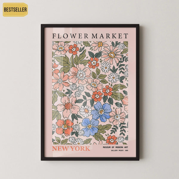 Flower Market — New York | Modern Botanical Exhibition Poster Print
