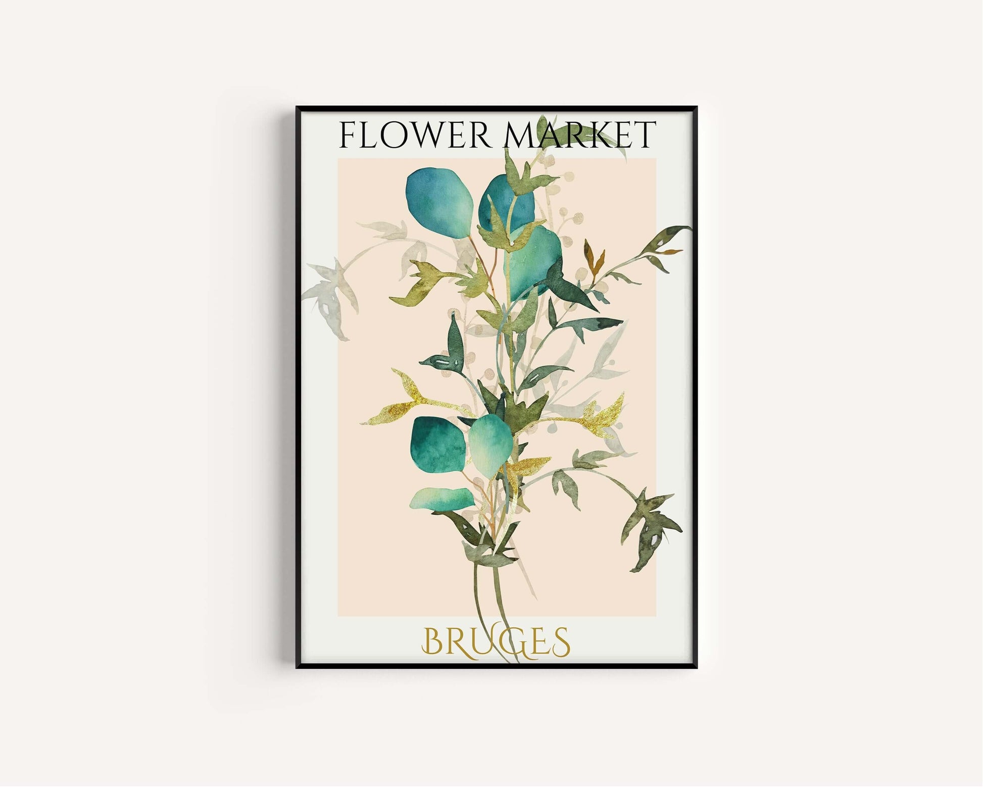 Flower Market - Bruges Belgium | Modern Botanical Art Exhibition Print (available framed or unframed) - 9ArtPrints