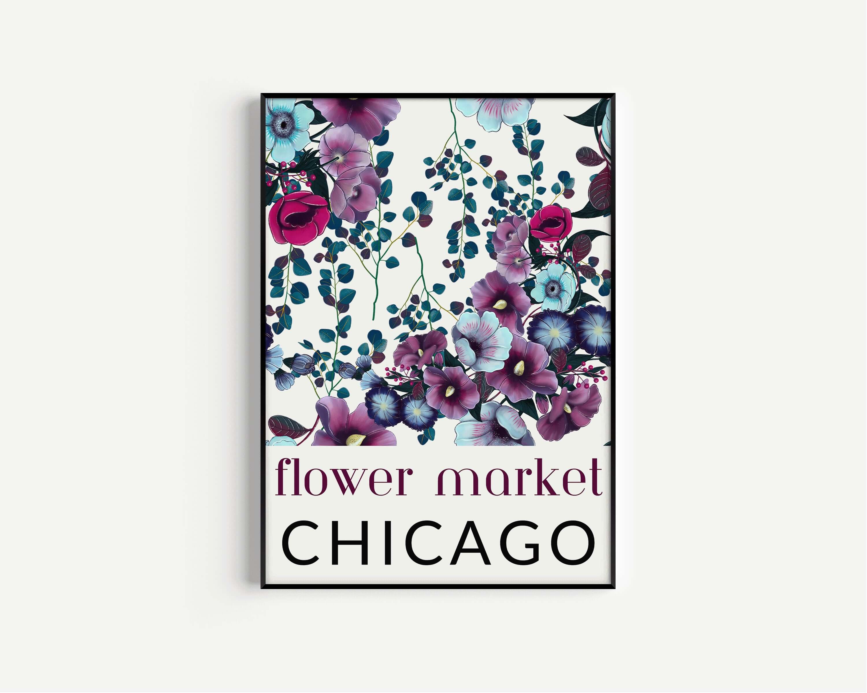 Flower Market - Chicago | Modern Botanical Art Exhibition Print (available framed or unframed) - 9ArtPrints