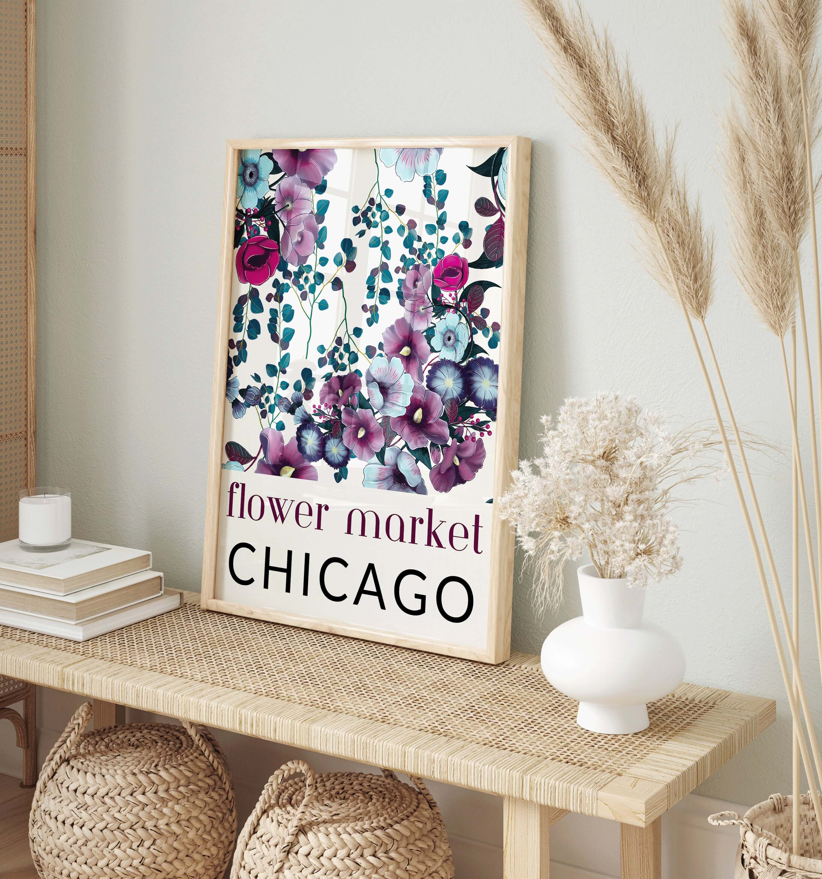 Flower Market - Chicago | Modern Botanical Art Exhibition Print (available framed or unframed) - 9ArtPrints