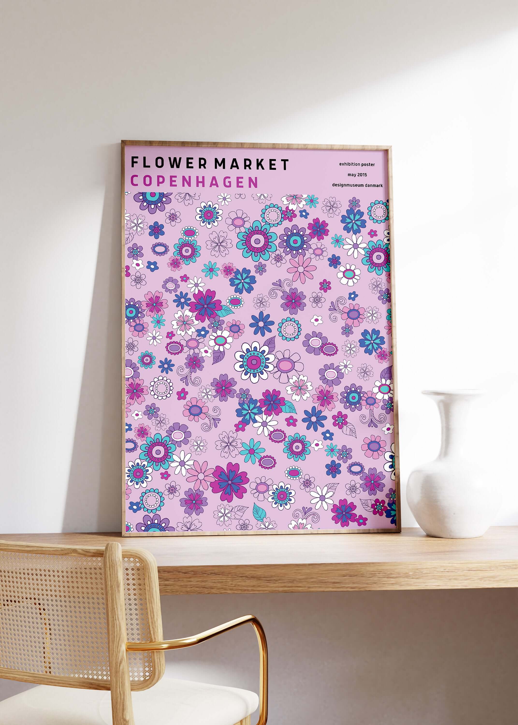 Flower Market - Copenhagen | Modern Botanical Art Exhibition Print (available framed or unframed) - 9ArtPrints