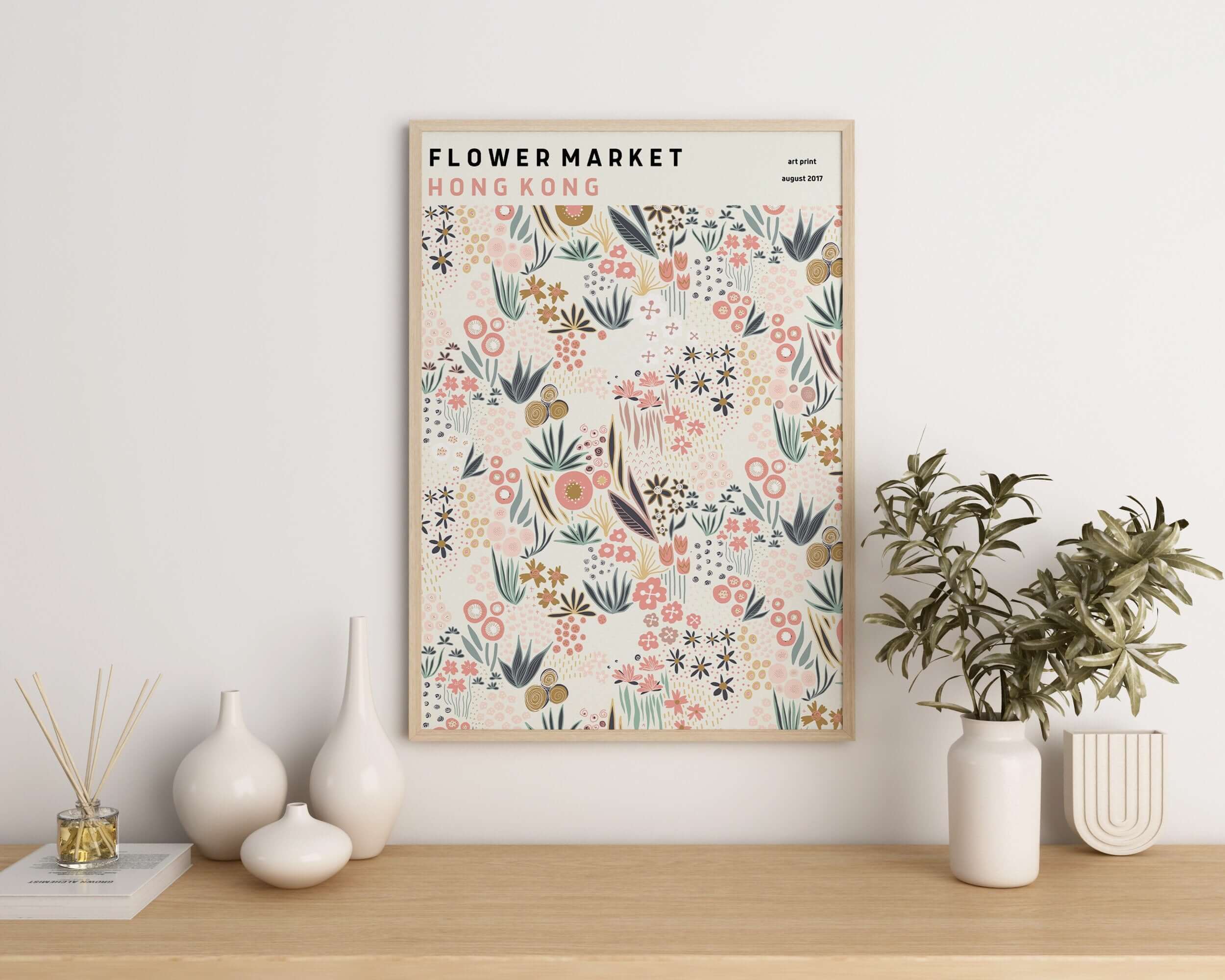 Flower Market - Hong Kong | Modern Botanical Art Exhibition Print (available framed or unframed) - 9ArtPrints