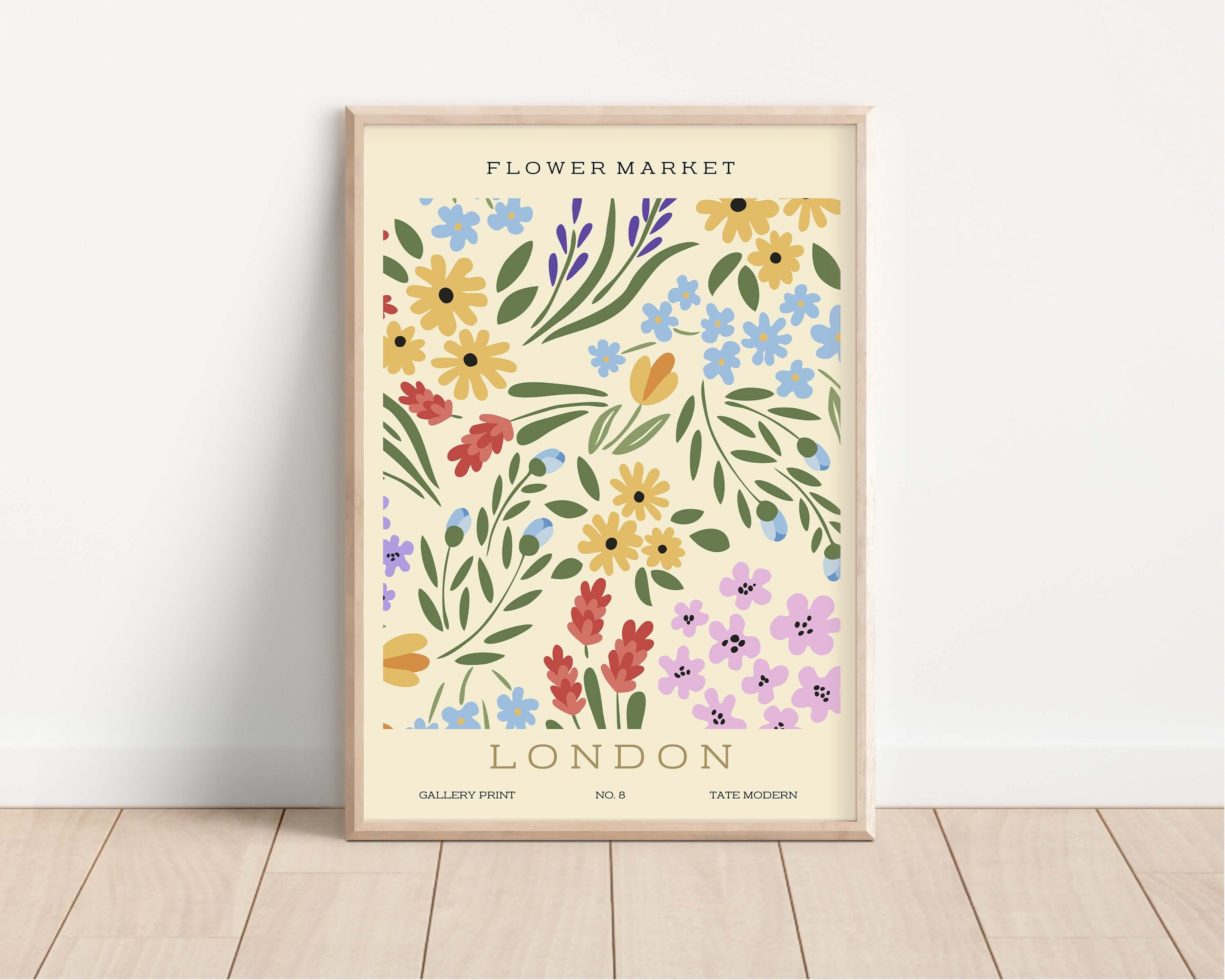 Flower Market - London | Modern Botanical Art Exhibition Print (available framed or unframed) - 9ArtPrints