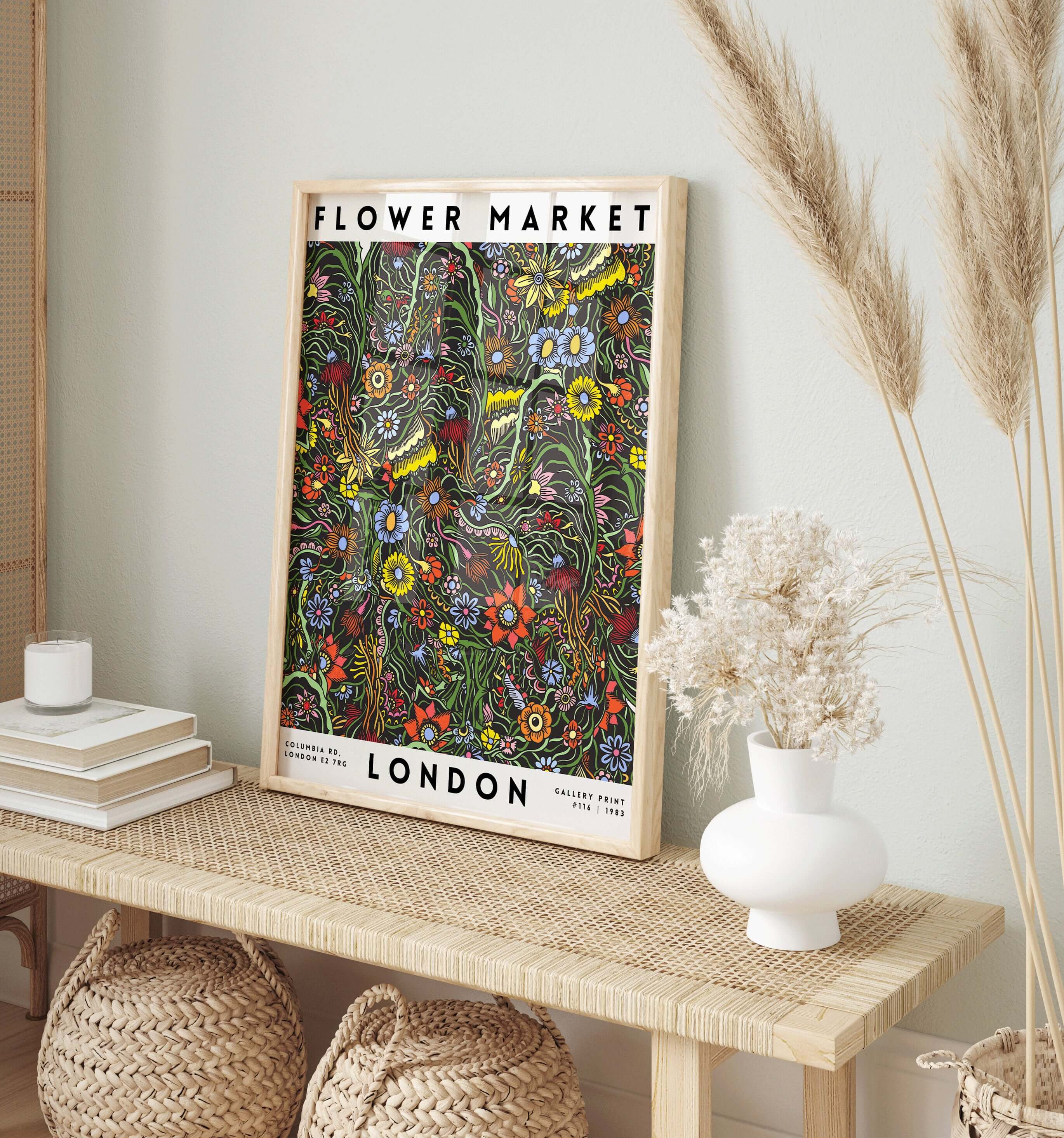 Flower Market - London | Modern Botanical Art Exhibition Print (available framed or unframed) - 9ArtPrints