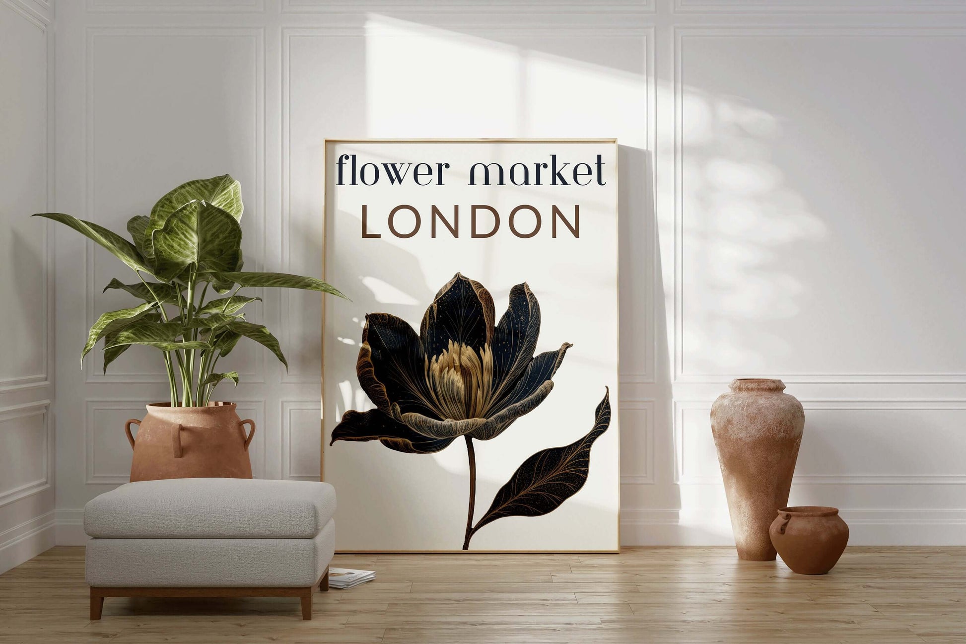 Flower Market - London | Modern Botanical Art Exhibition Print (available framed or unframed) - 9ArtPrints