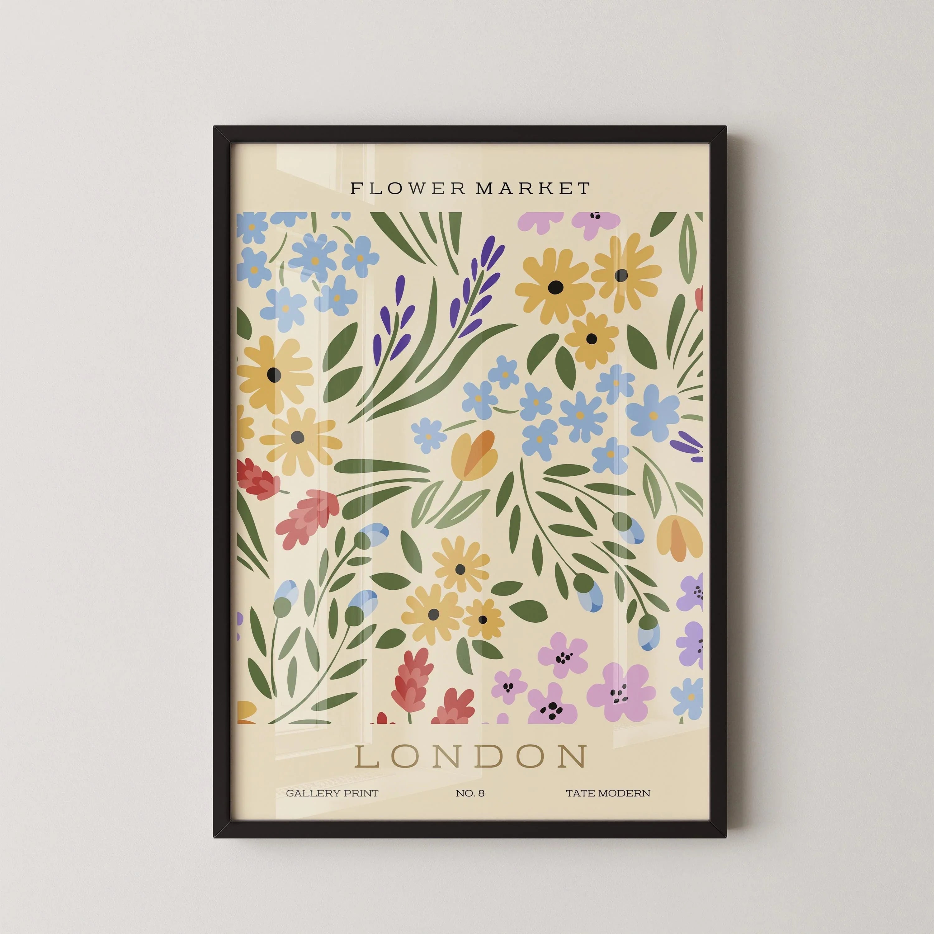 Flower Market - London | Modern Botanical Art Exhibition Print (available handframed or unframed) - 9ArtPrints