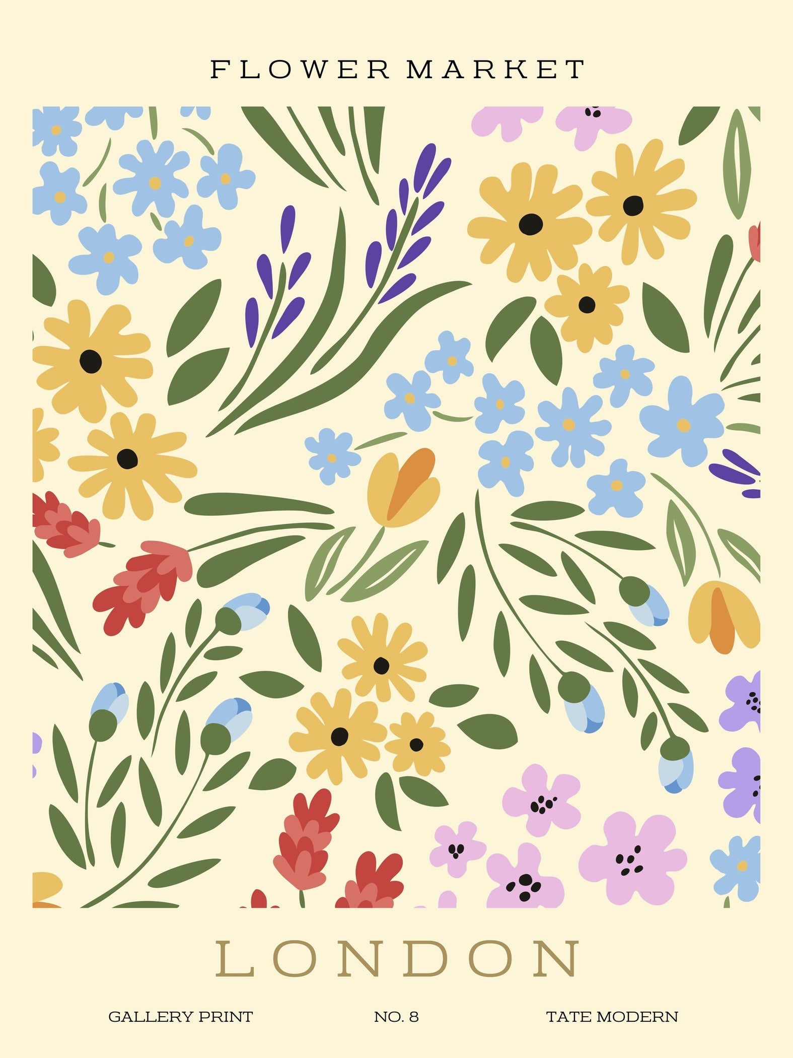 Flower Market — London | Modern Botanical Exhibition Poster Print - 9ArtPrints