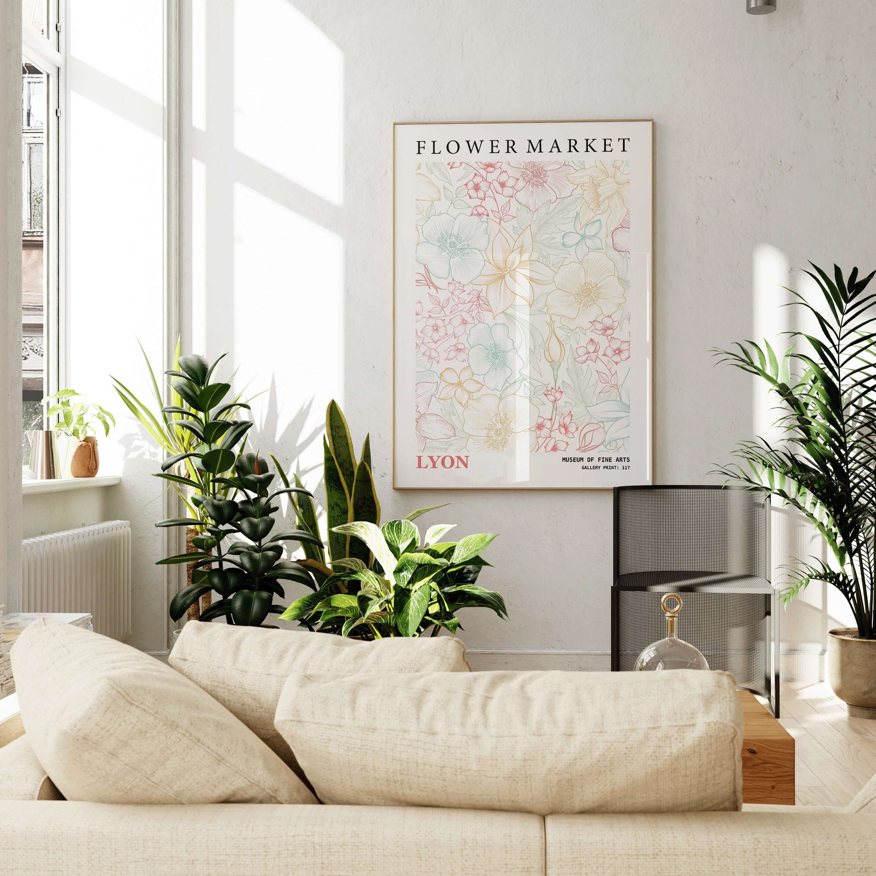 Flower Market - Lyon | Modern Botanical Art Exhibition Print (available framed or unframed) - 9ArtPrints