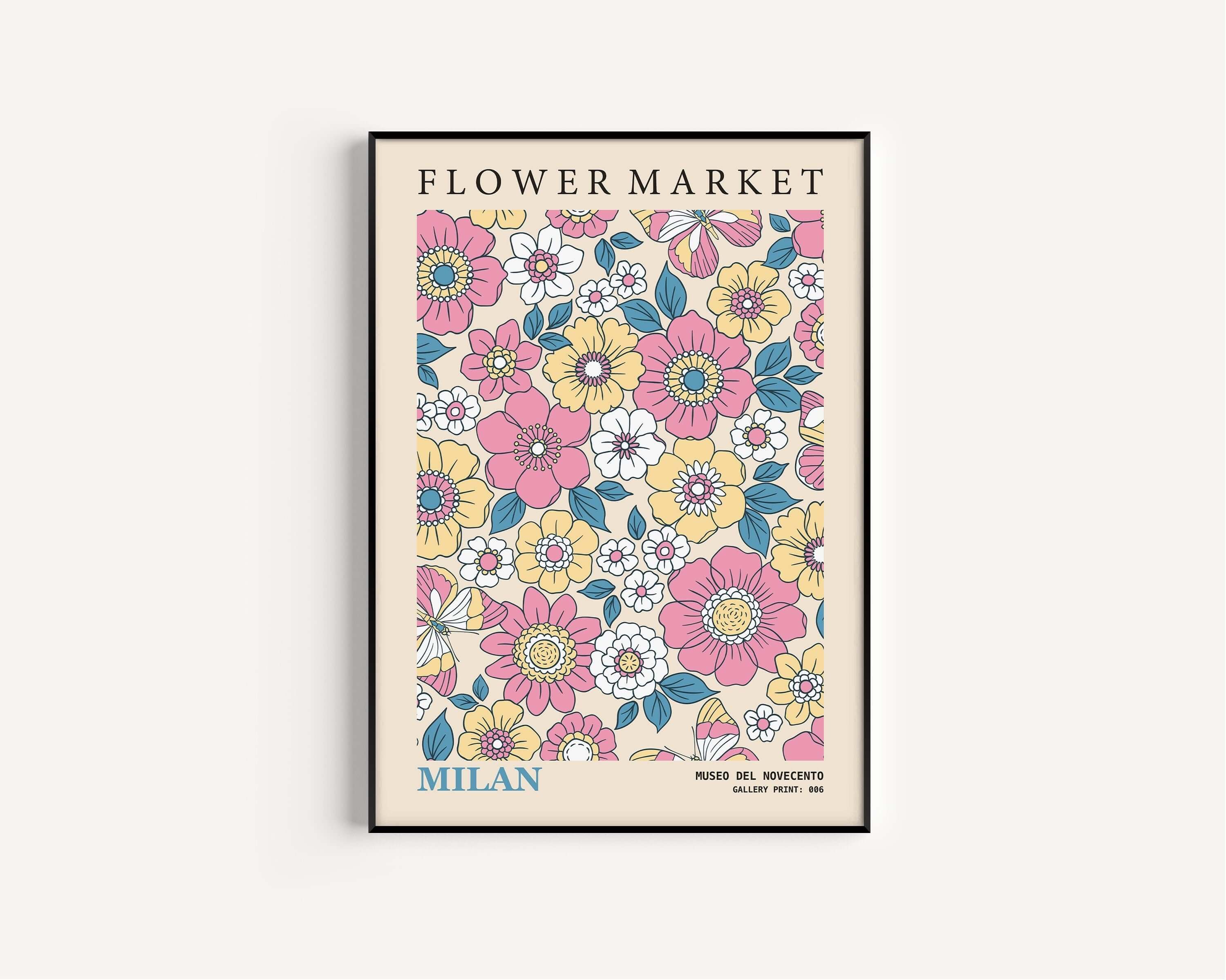 Flower Market - Milan | Modern Botanical Art Exhibition Print (available framed or unframed) - 9ArtPrints