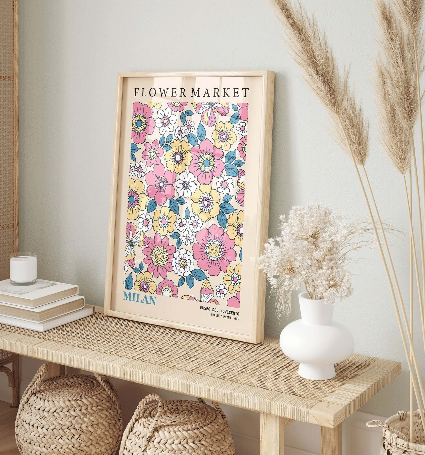 Flower Market - Milan | Modern Botanical Art Exhibition Print (available framed or unframed) - 9ArtPrints