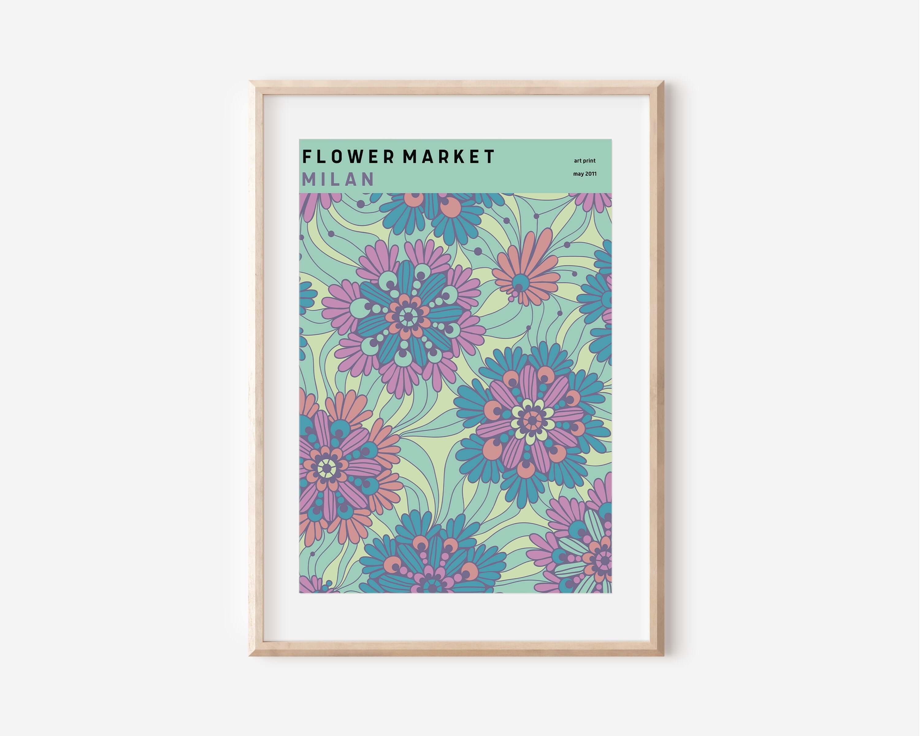 Flower Market - Milan | Modern Botanical Art Exhibition Print (available framed or unframed) - 9ArtPrints