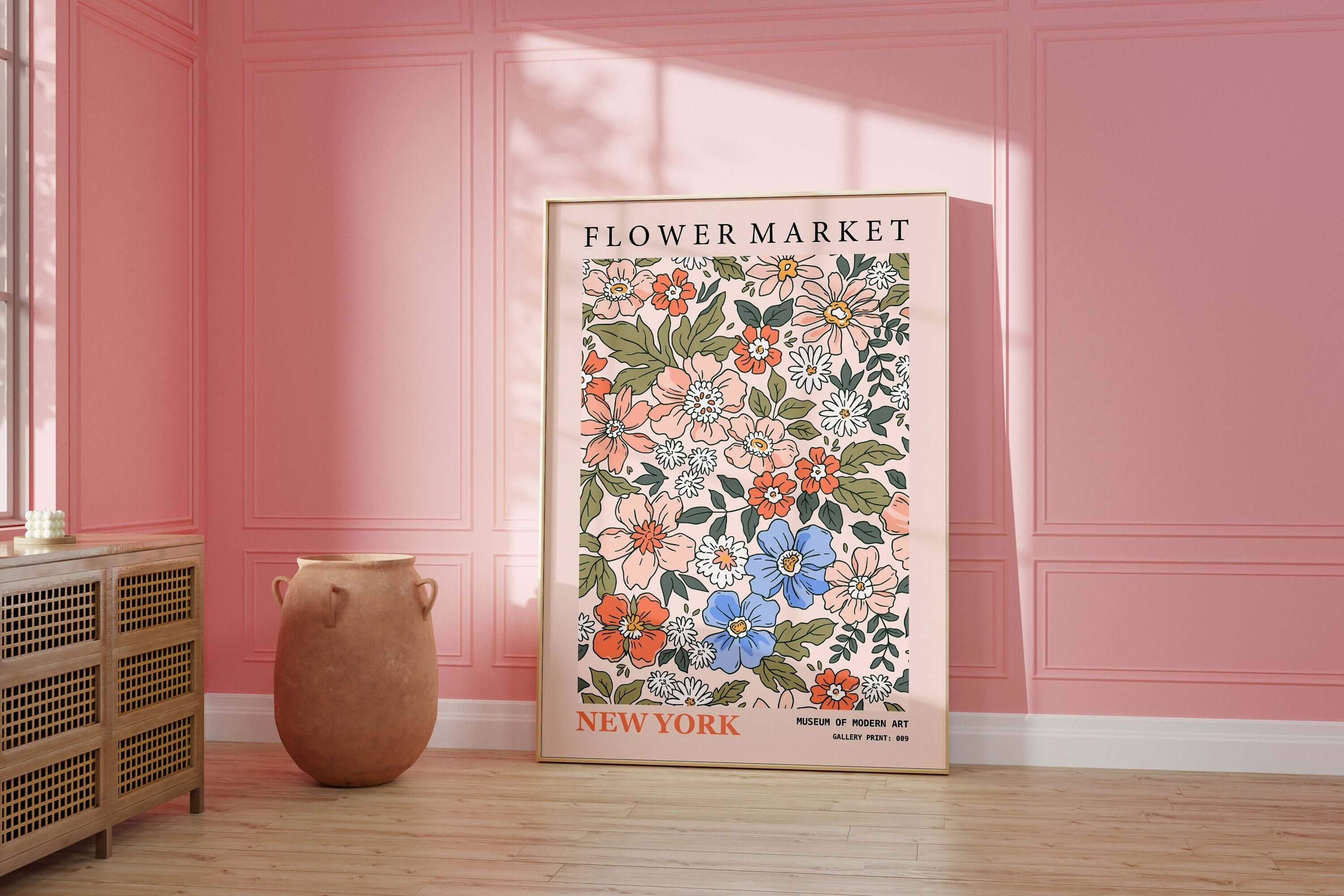 Flower Market - New York | Modern Botanical Art Exhibition Print (available framed or unframed) - 9ArtPrints