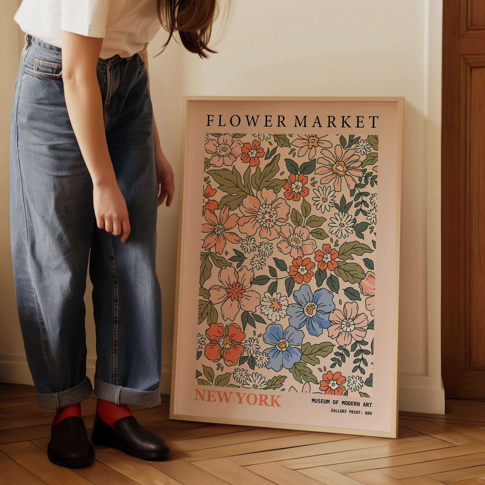 Flower Market - New York | Modern Botanical Art Exhibition Print (available framed or unframed) - 9ArtPrints