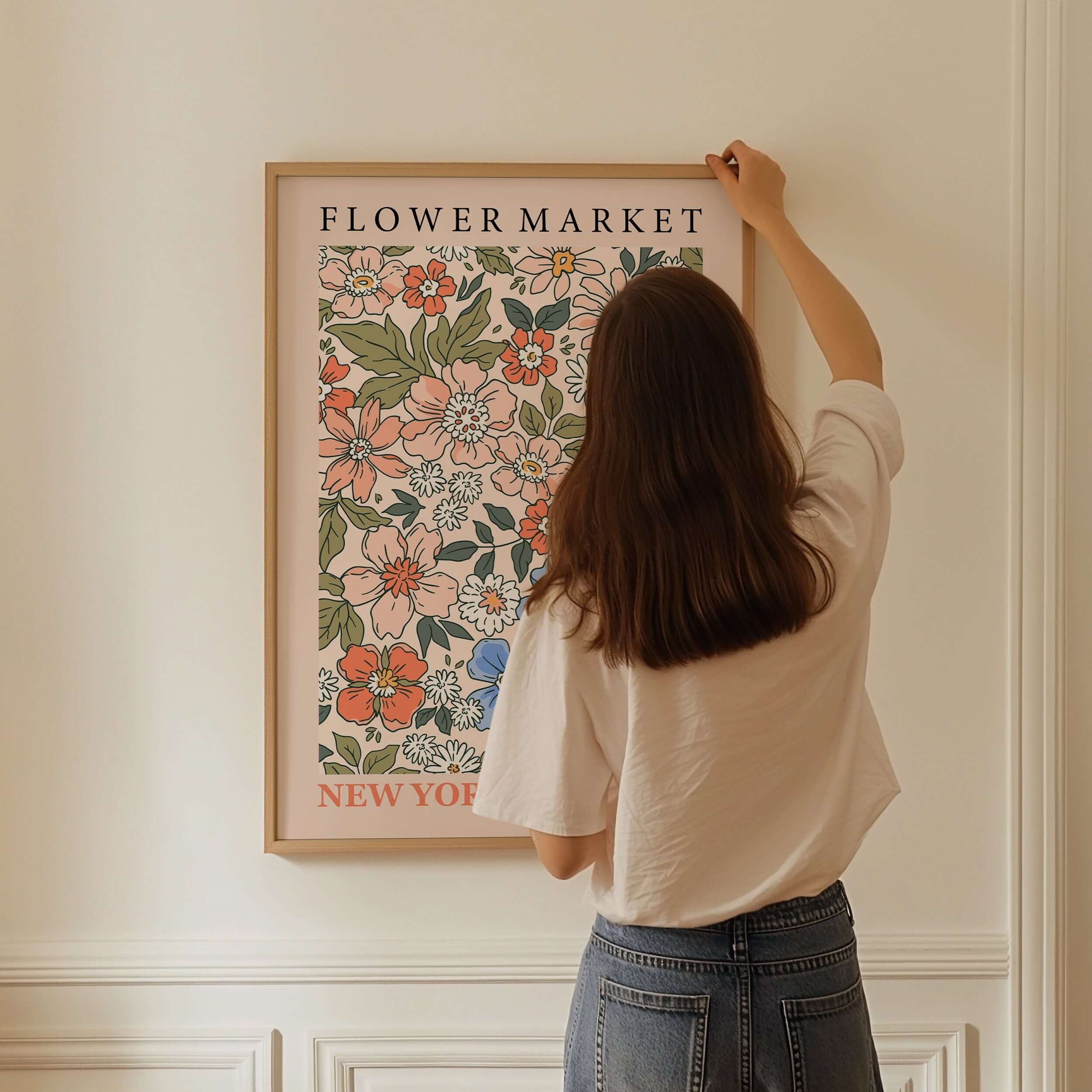 Flower Market - New York | Modern Botanical Art Exhibition Print (available framed or unframed) - 9ArtPrints