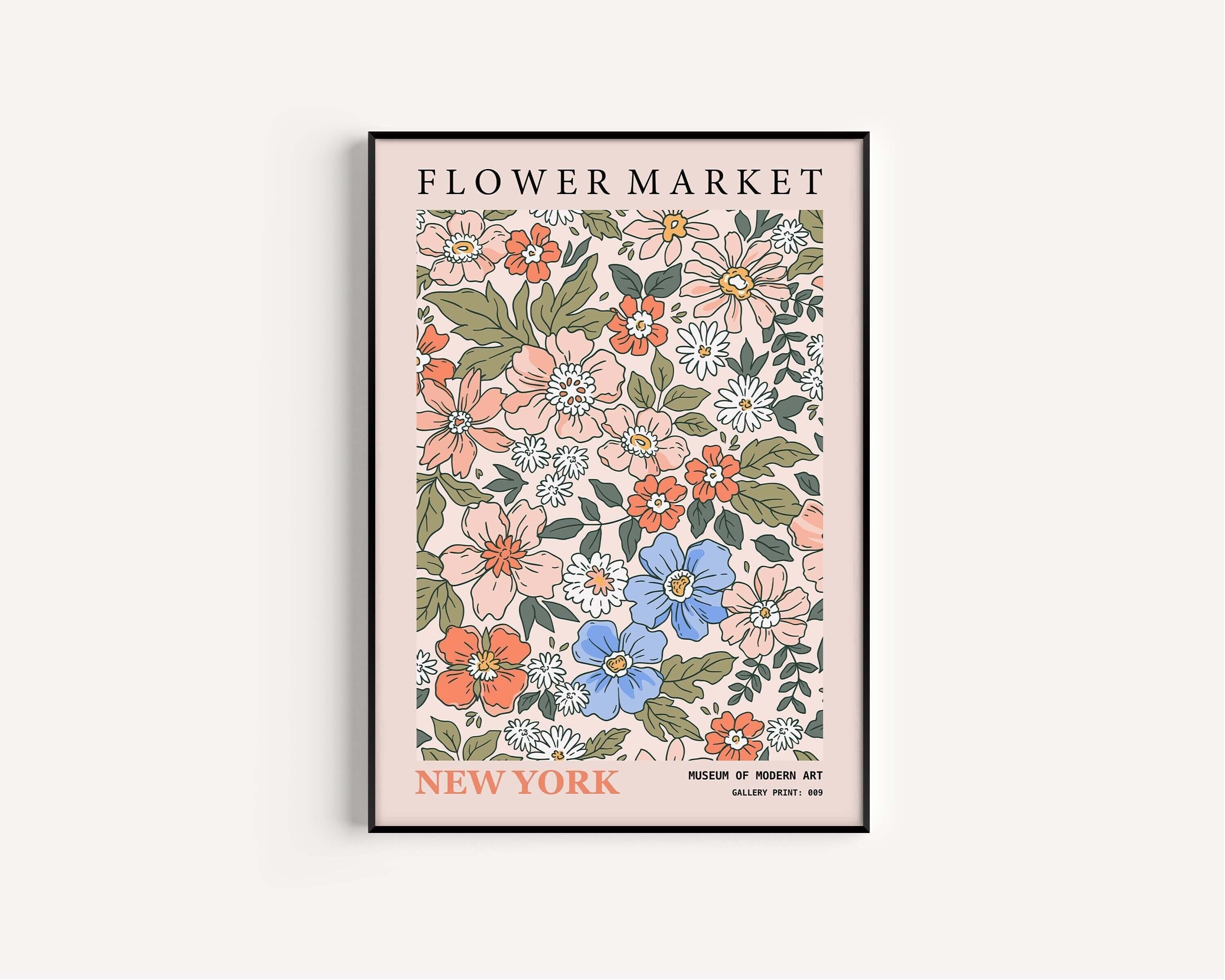 Flower Market - New York | Modern Botanical Art Exhibition Print (available framed or unframed) - 9ArtPrints