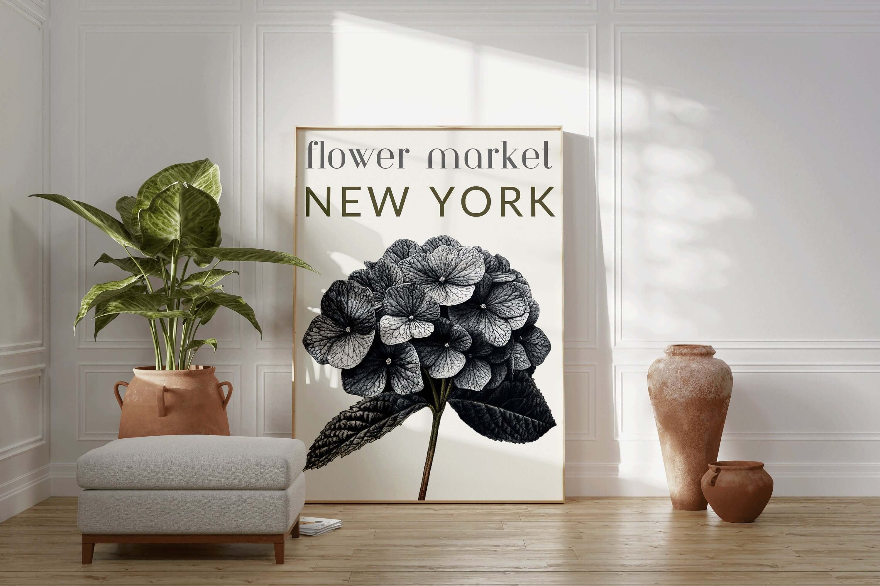 Flower Market - New York | Modern Botanical Art Exhibition Print (available framed or unframed) - 9ArtPrints