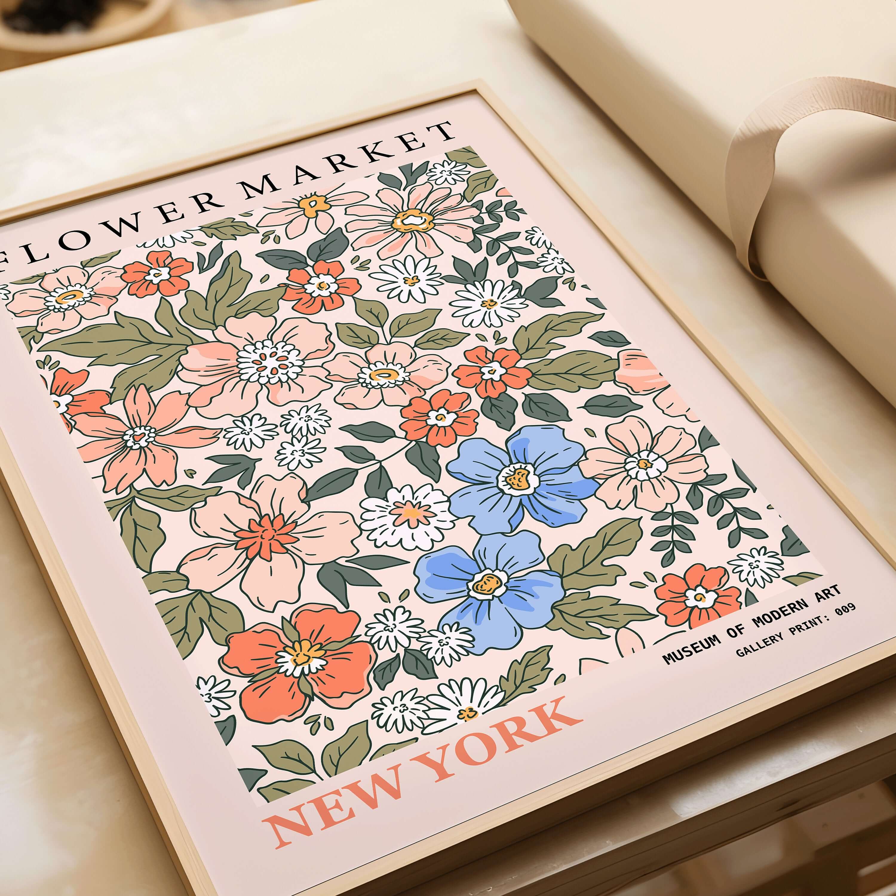 Flower Market - New York | Modern Botanical Art Exhibition Print (available framed or unframed) - 9ArtPrints