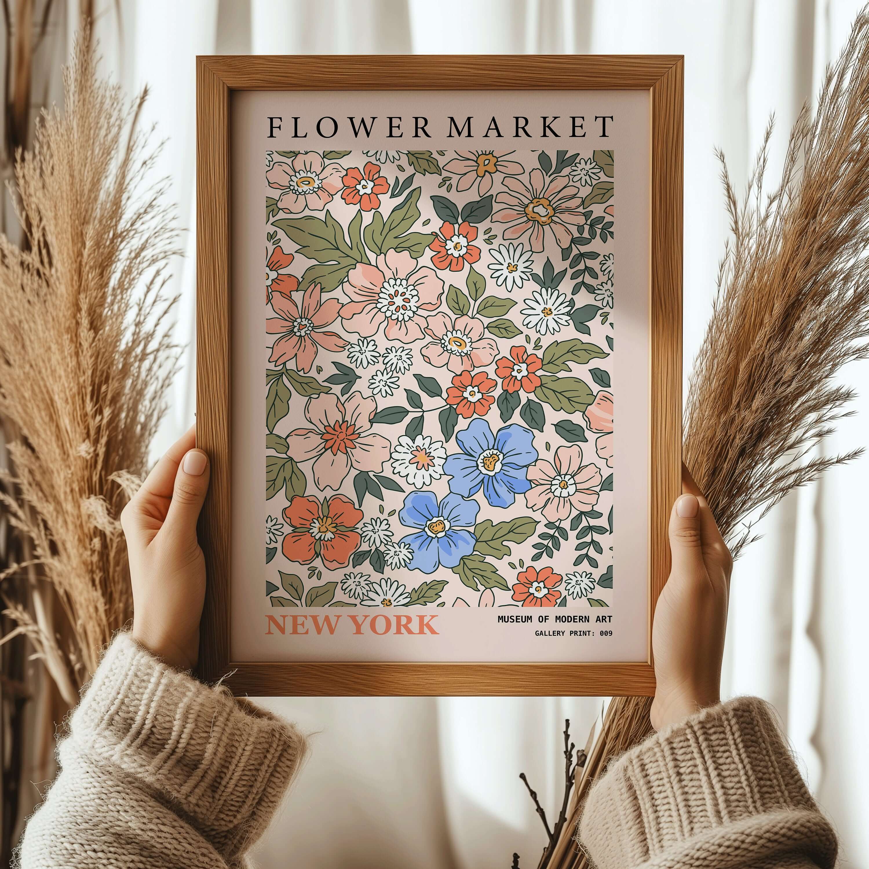 Flower Market - New York | Modern Botanical Art Exhibition Print (available framed or unframed) - 9ArtPrints