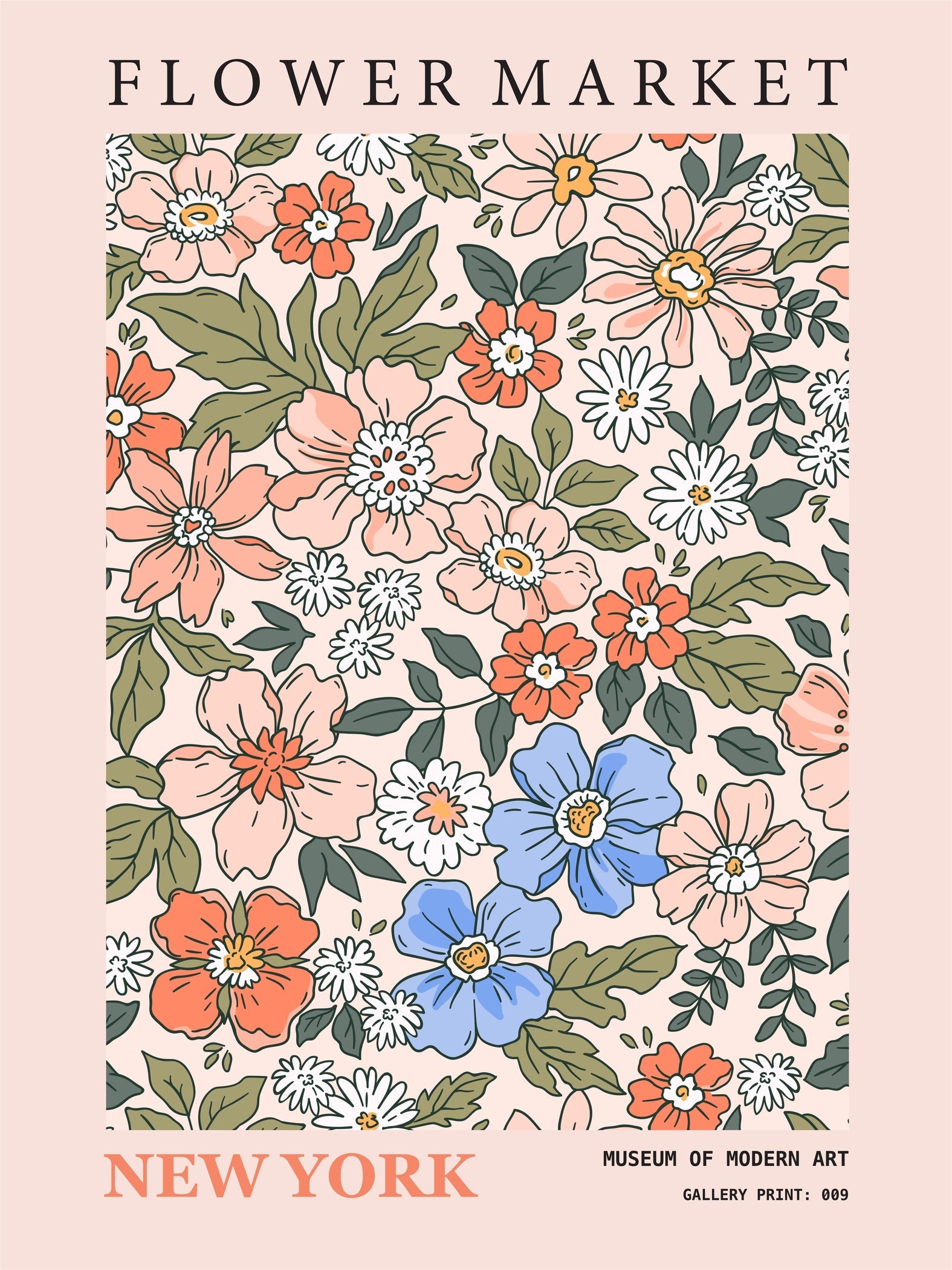Flower Market — New York | Modern Botanical Exhibition Poster Print - 9ArtPrints