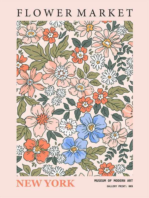 Flower Market — New York | Modern Botanical Exhibition Poster Print