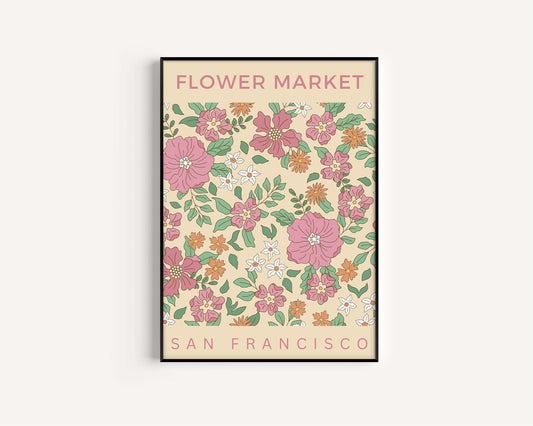 Flower Market - San Francisco | Modern Botanical Art Exhibition Print (available framed or unframed) - 9ArtPrints