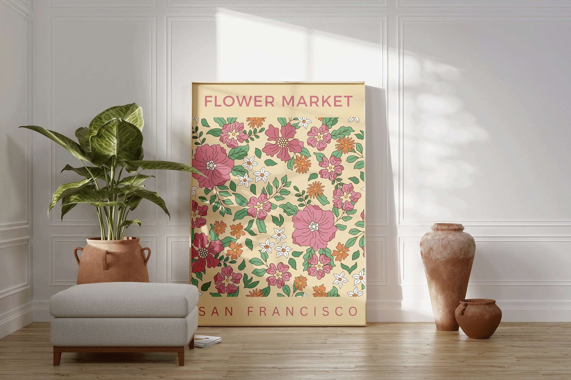 Flower Market - San Francisco | Modern Botanical Art Exhibition Print (available framed or unframed) - 9ArtPrints