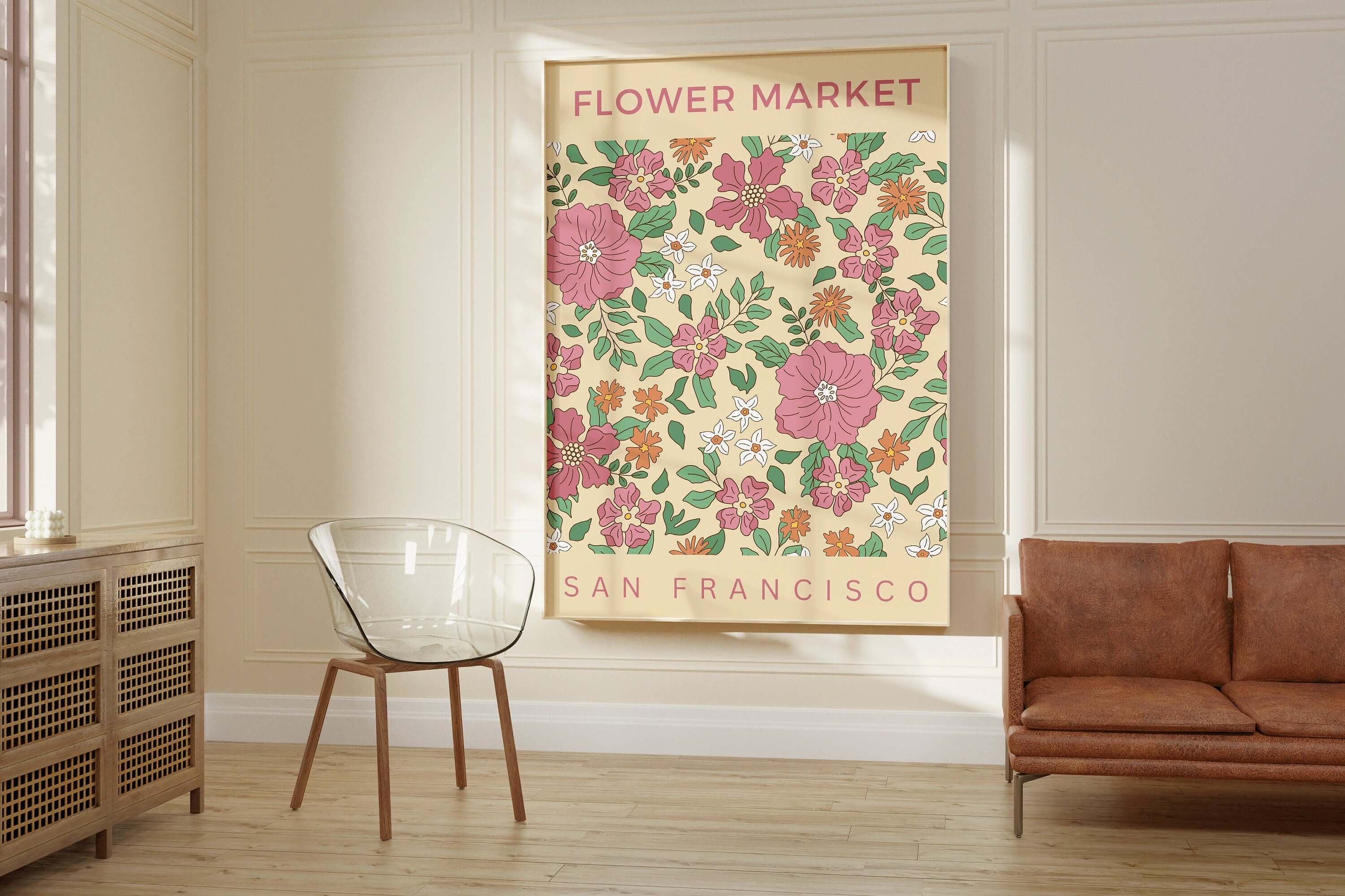 Flower Market - San Francisco | Modern Botanical Art Exhibition Print (available framed or unframed) - 9ArtPrints