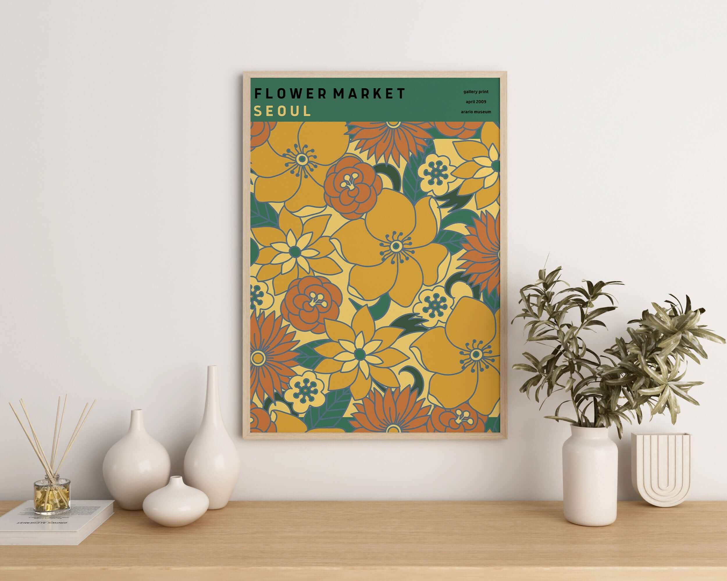 Flower Market - Seoul | Modern Botanical Art Exhibition Print (available framed or unframed) - 9ArtPrints