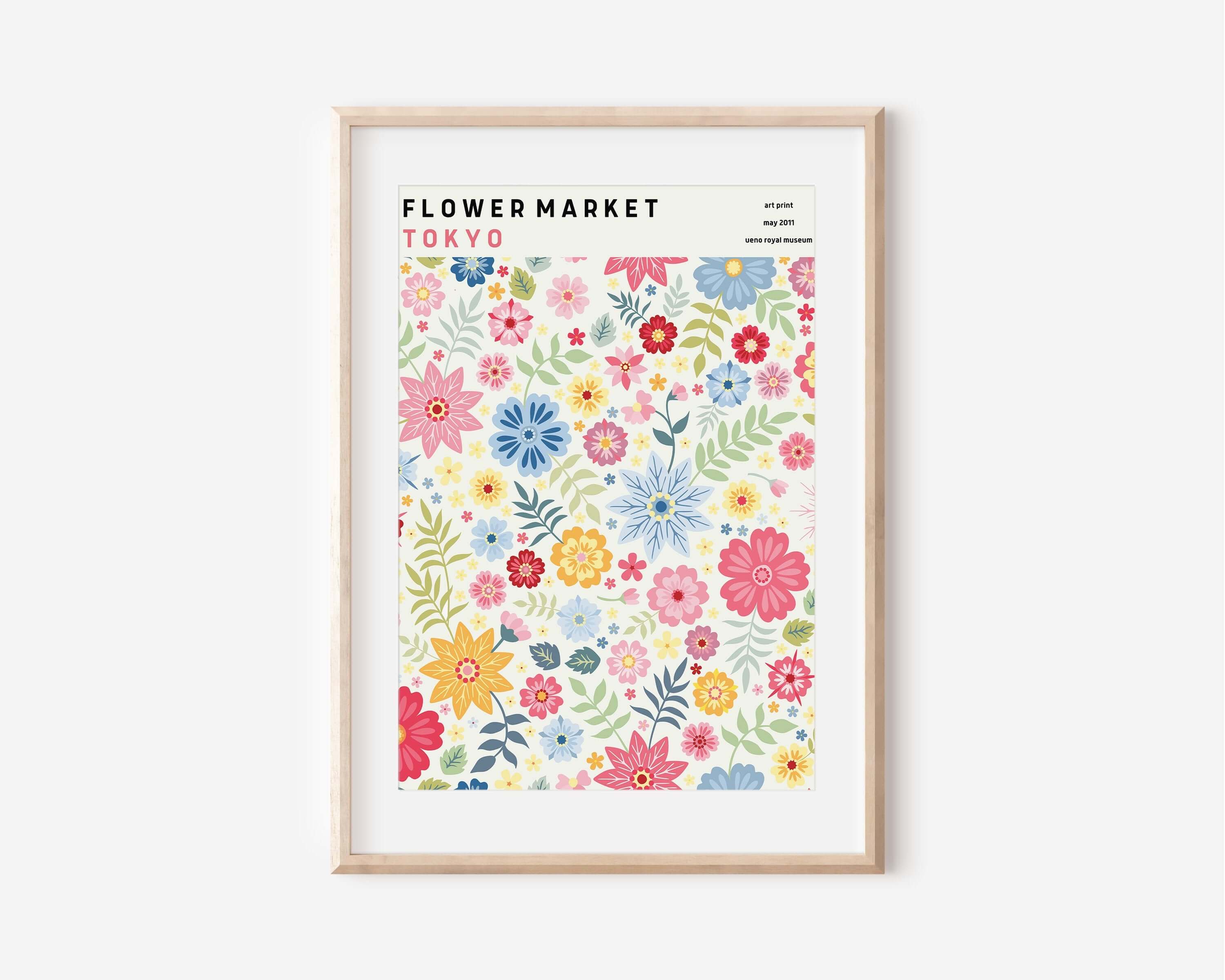 Flower Market - Tokyo | Modern Botanical Art Exhibition Print (available framed or unframed) - 9ArtPrints