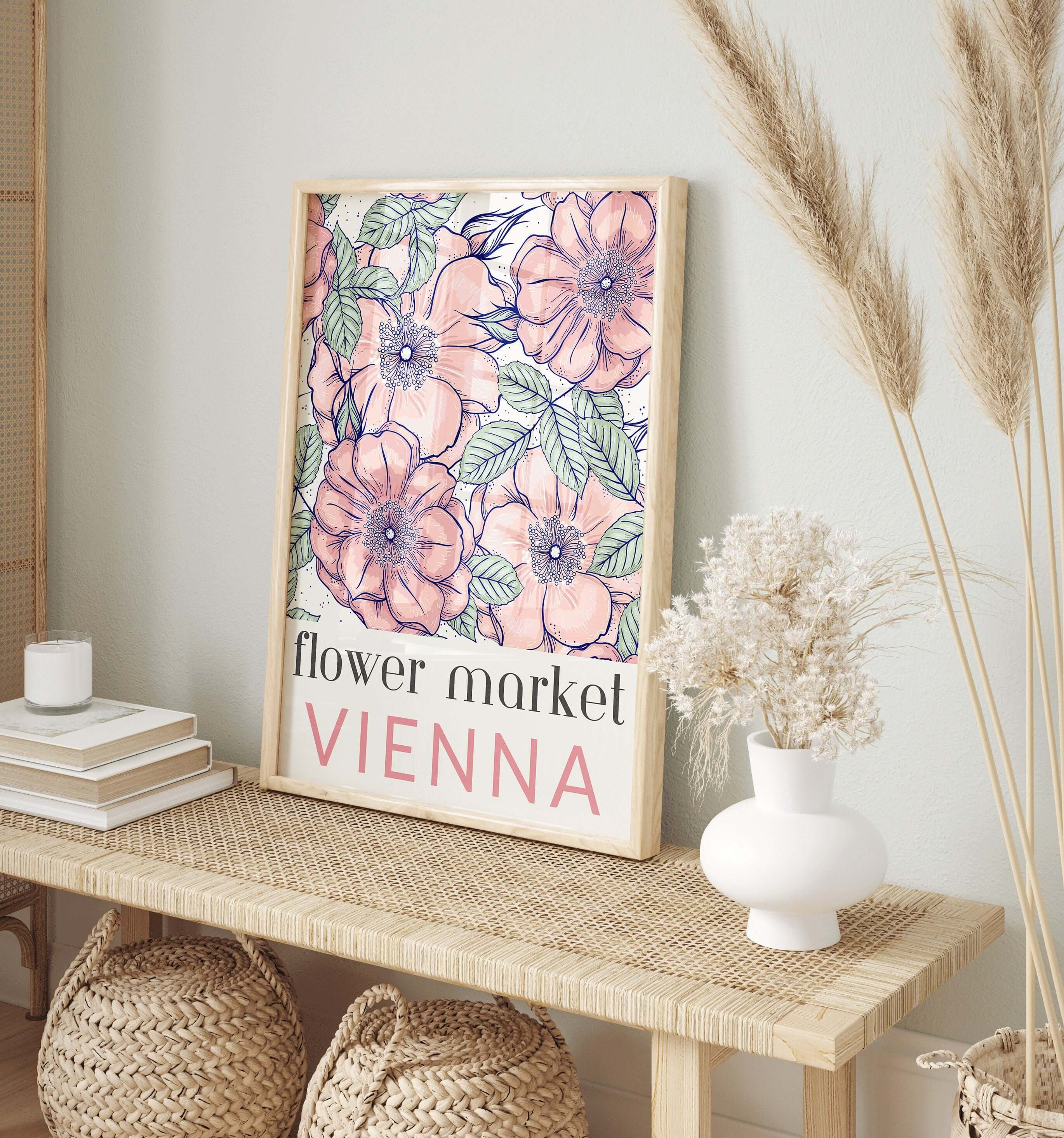 Flower Market - Vienna | Modern Botanical Art Exhibition Print (available framed or unframed) - 9ArtPrints