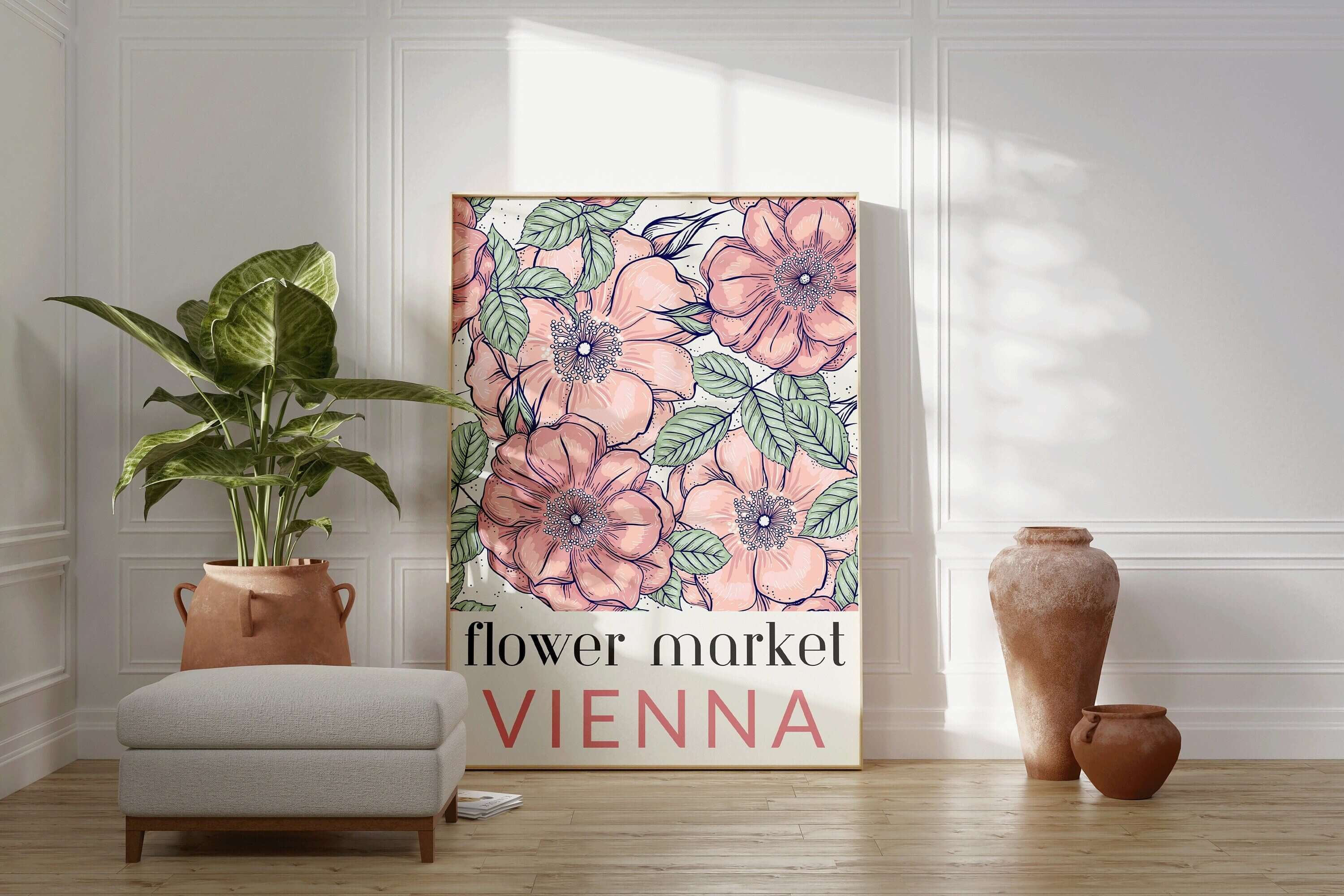 Flower Market - Vienna | Modern Botanical Art Exhibition Print (available framed or unframed) - 9ArtPrints