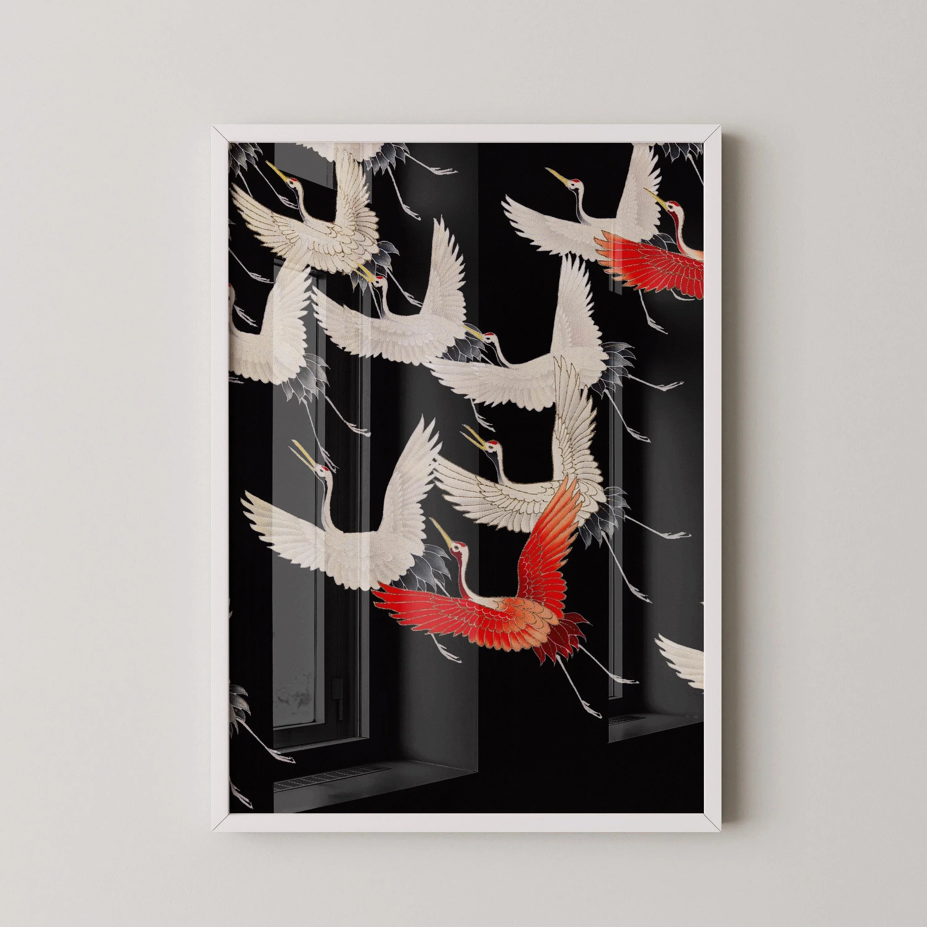 Flying Cranes Japanese Art Print: Giclee Fine Art - 9ArtPrints