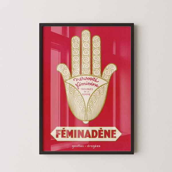 Féminadène — Vintage French Pharmaceutical Poster Print in Red